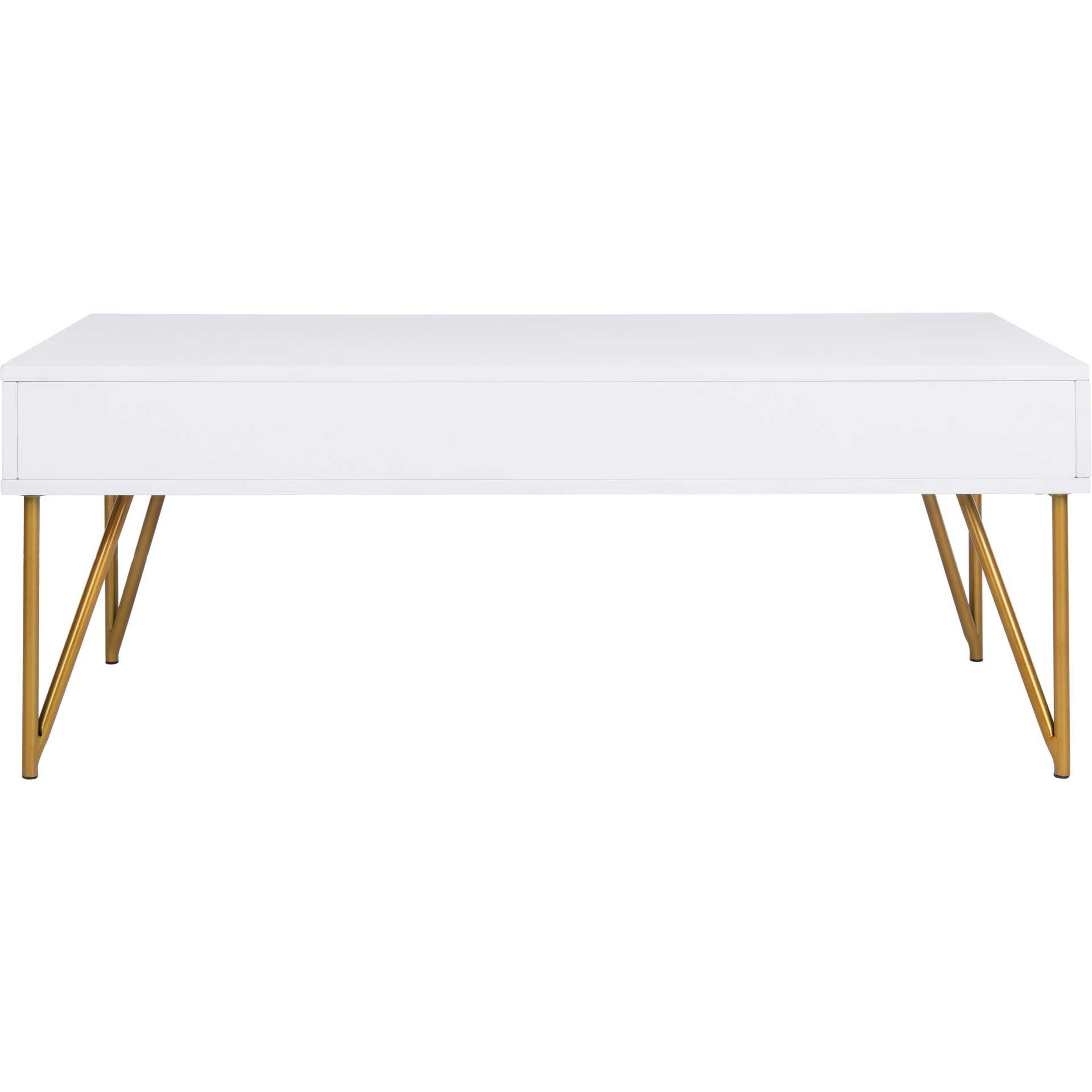 Pierce Two Drawer Coffee Table White/Gold