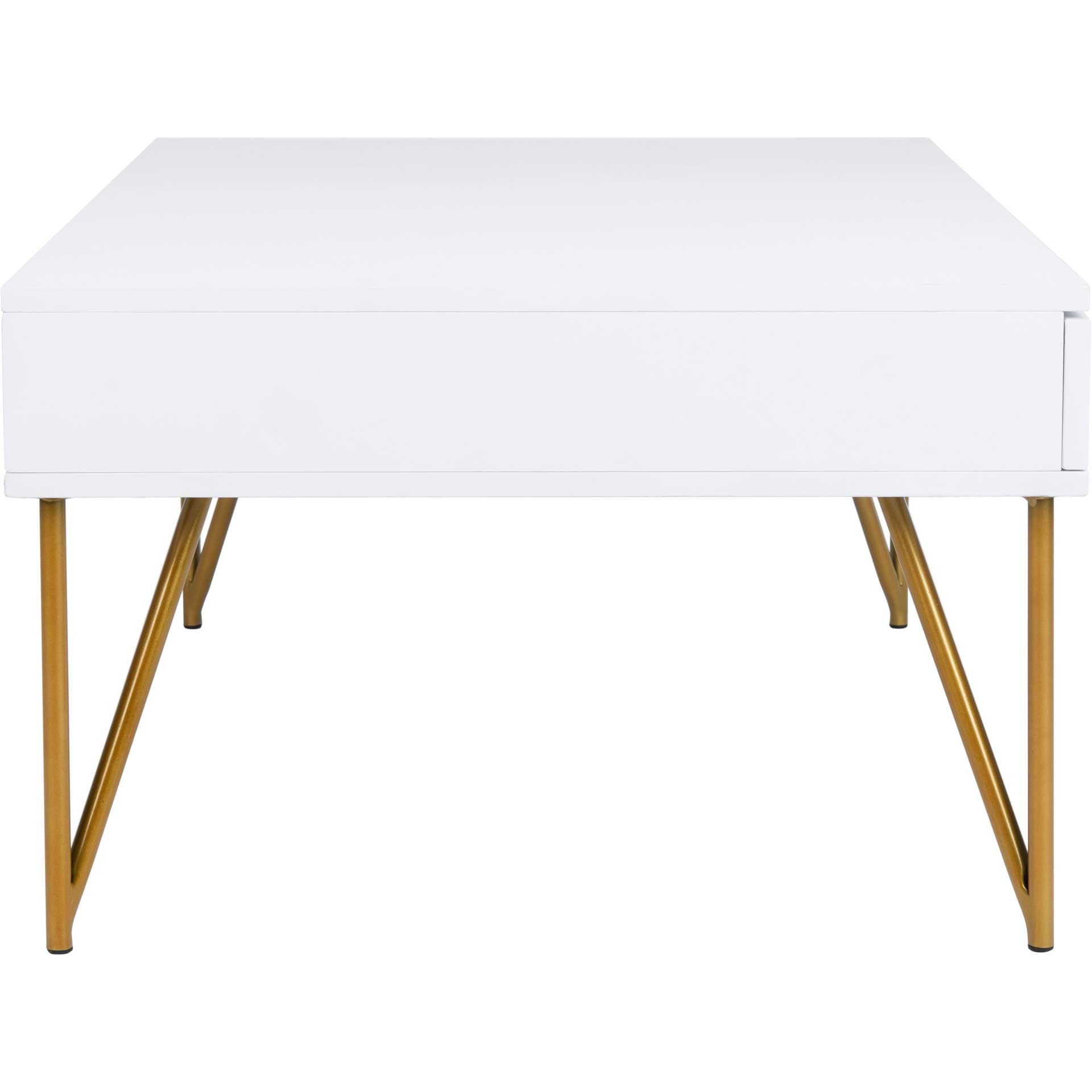 Pierce Two Drawer Coffee Table White/Gold