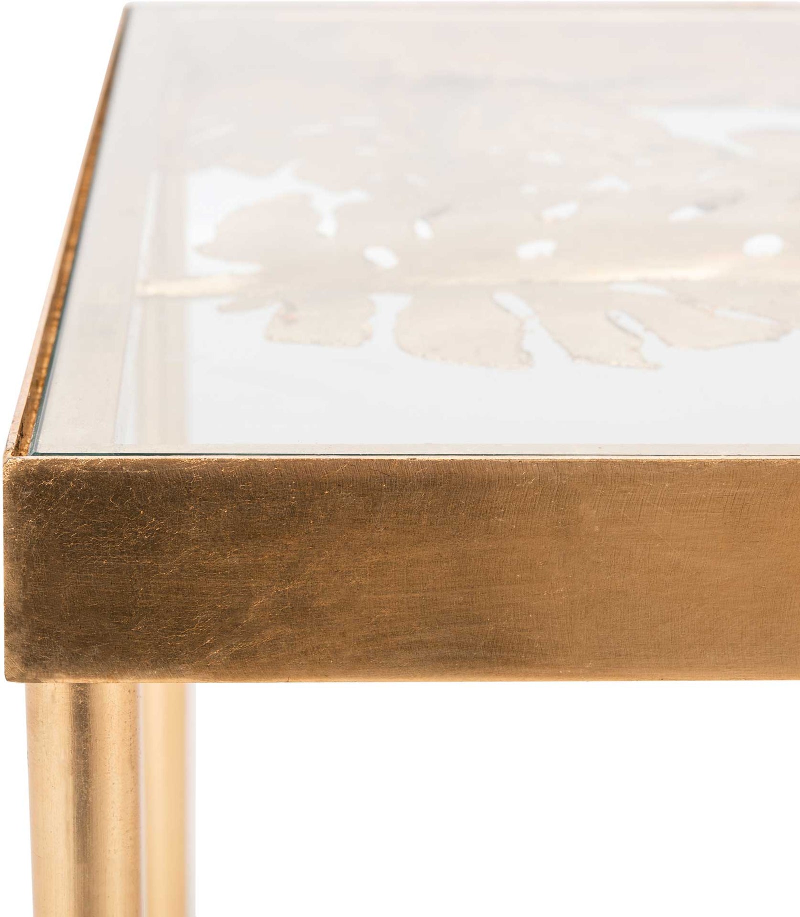 Leonie Palm Leaf Coffee Table Gold/Glass