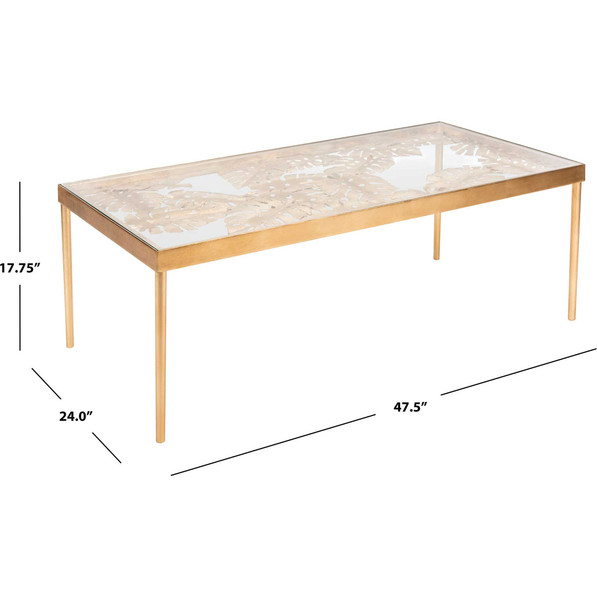 Leonie Palm Leaf Coffee Table Gold/Glass