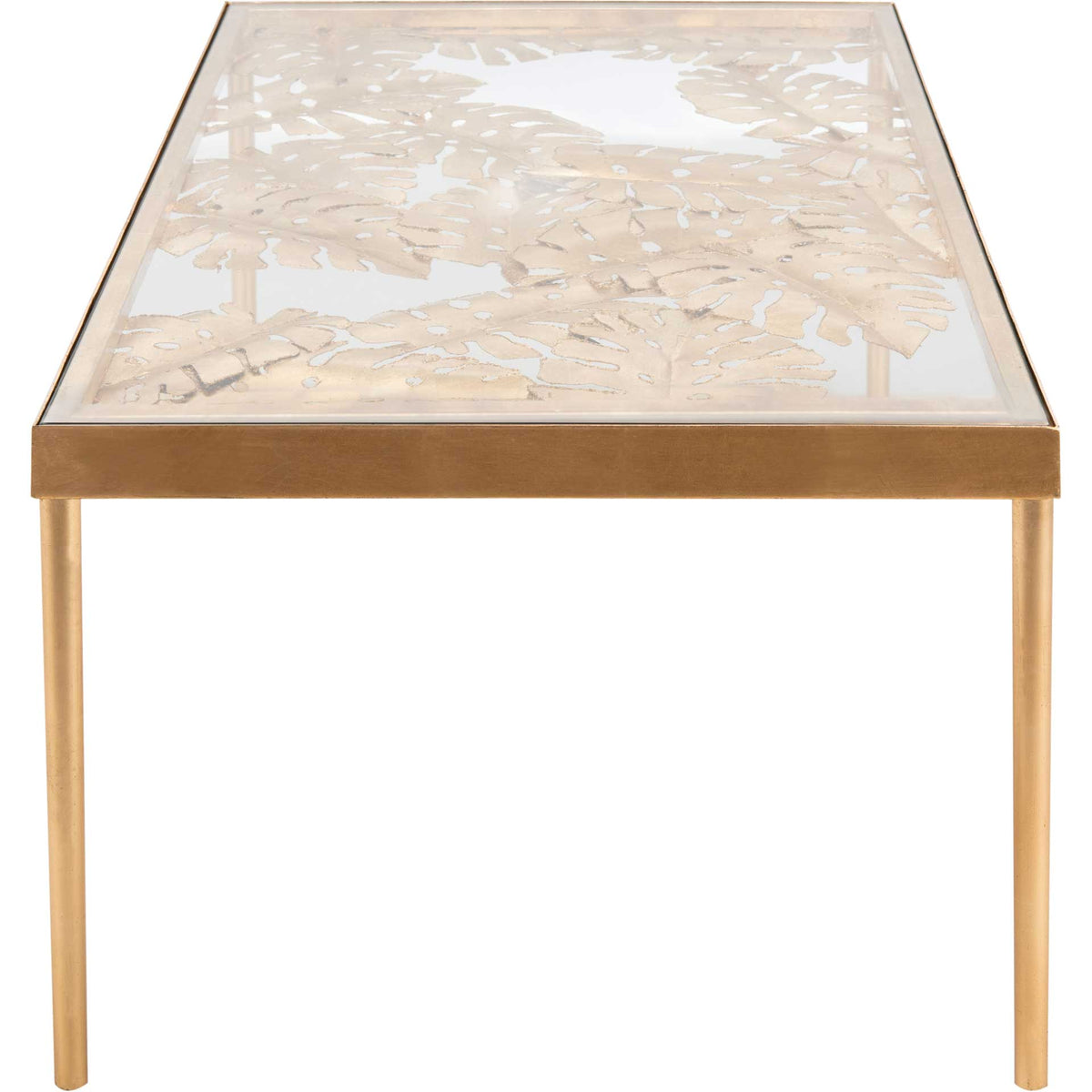 Leonie Palm Leaf Coffee Table Gold/Glass