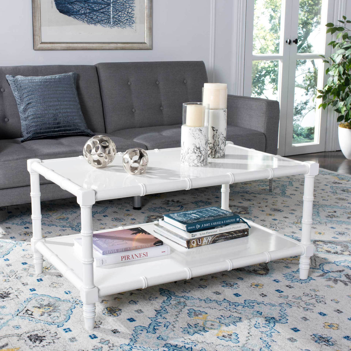 Nolan Coastal Bamboo Coffee Table White