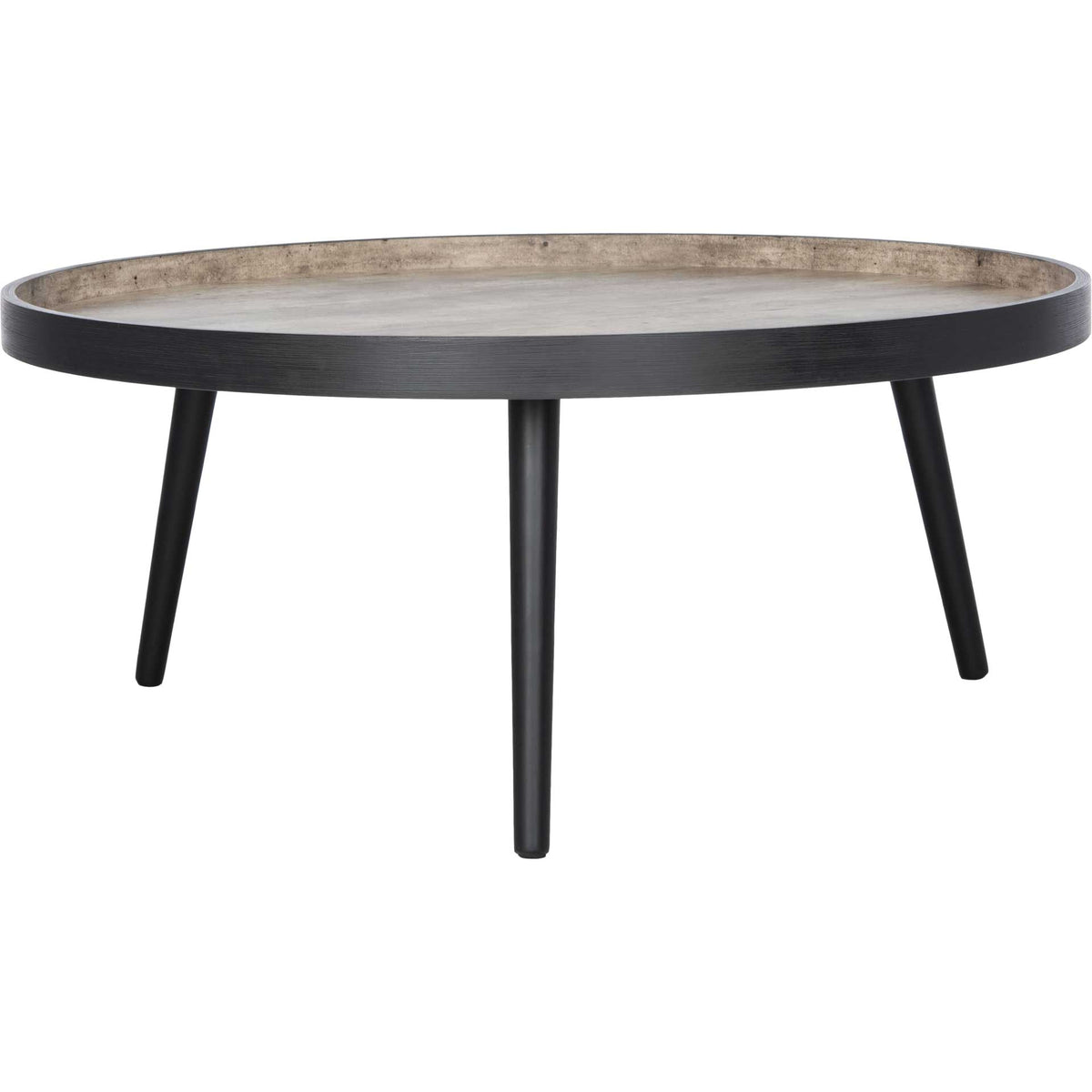 Freya Round Tray Top Coffee Table Light Gray/Black