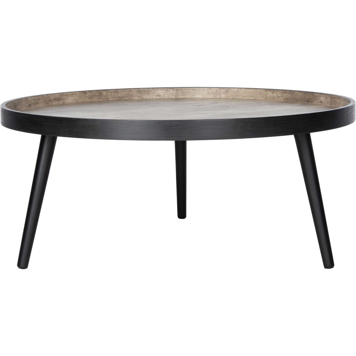 Freya Round Tray Top Coffee Table Light Gray/Black