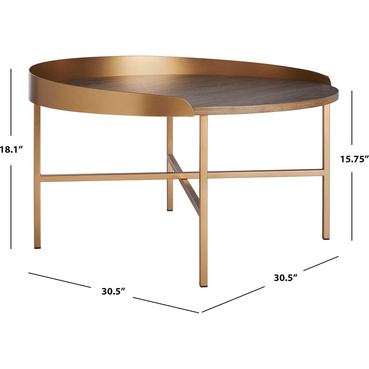 Preston Round Coffee Table Light Gray Oak/Gold