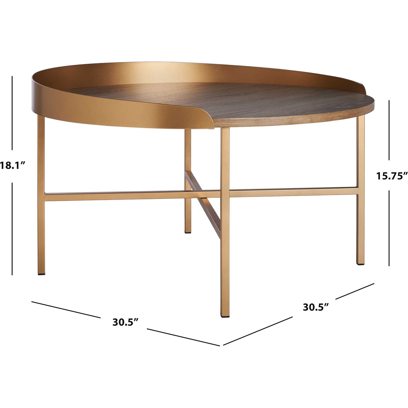 Preston Round Coffee Table Light Gray Oak/Gold