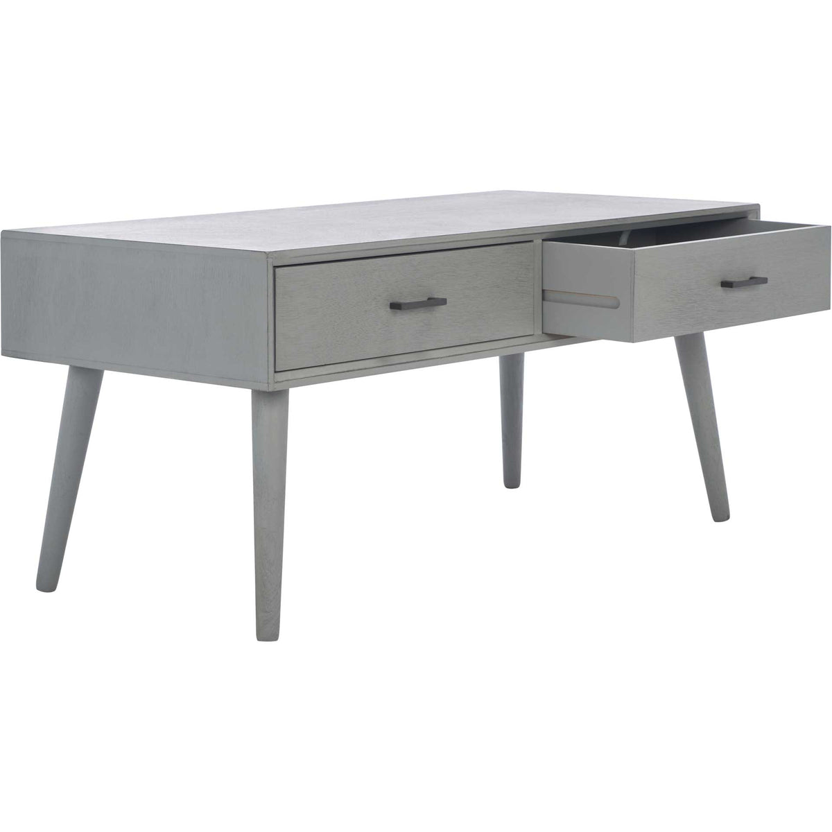 One gray drawer pulls open for convenient storage beneath the broad tabletop.
