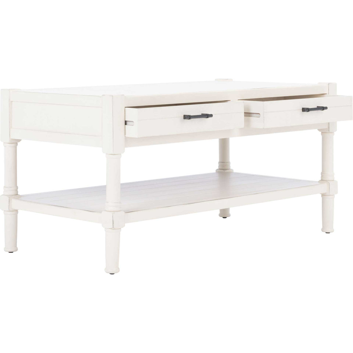 Fidelma 2 Drawer Coffee Table Distressed White