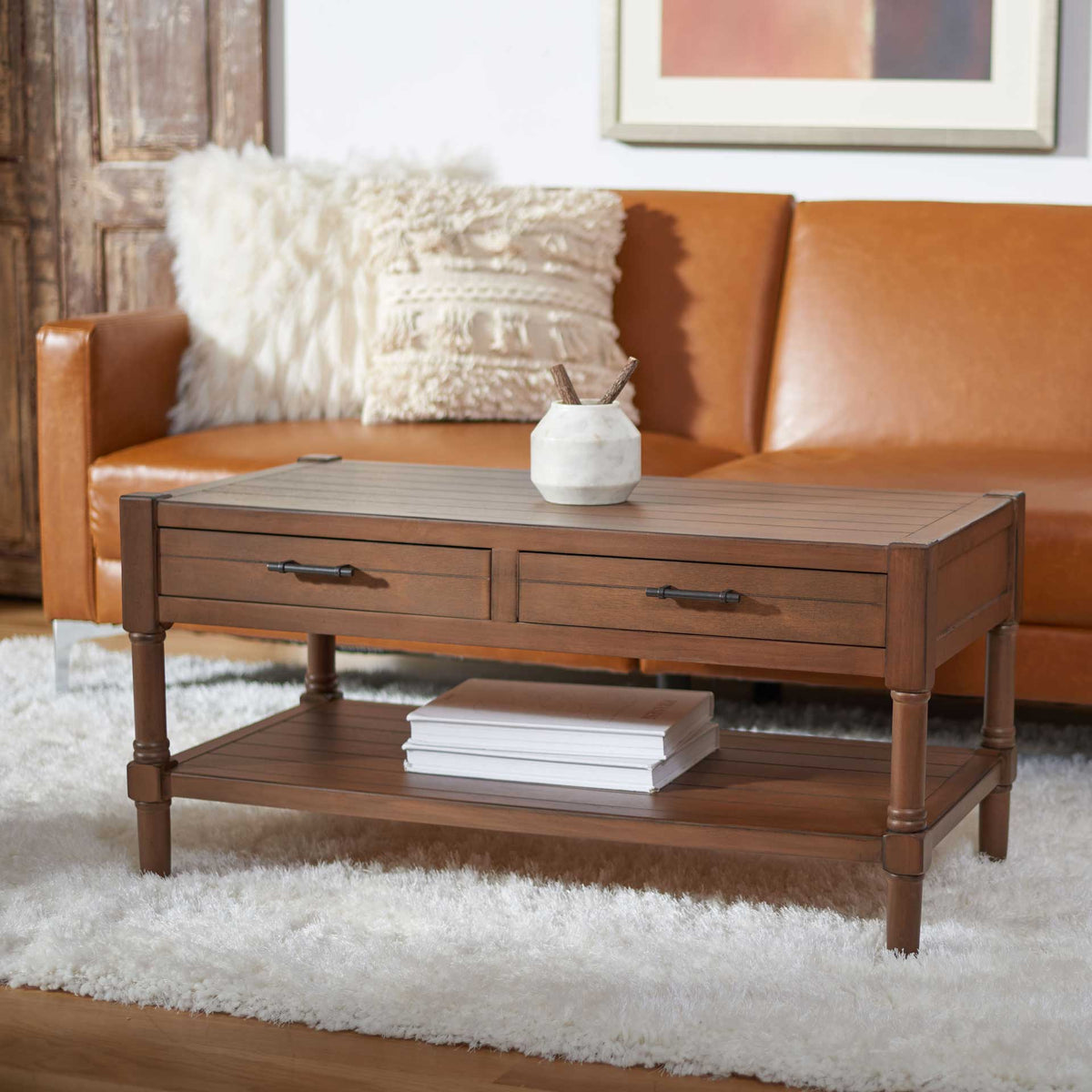 Fidelma 2 Drawer Coffee Table Brown