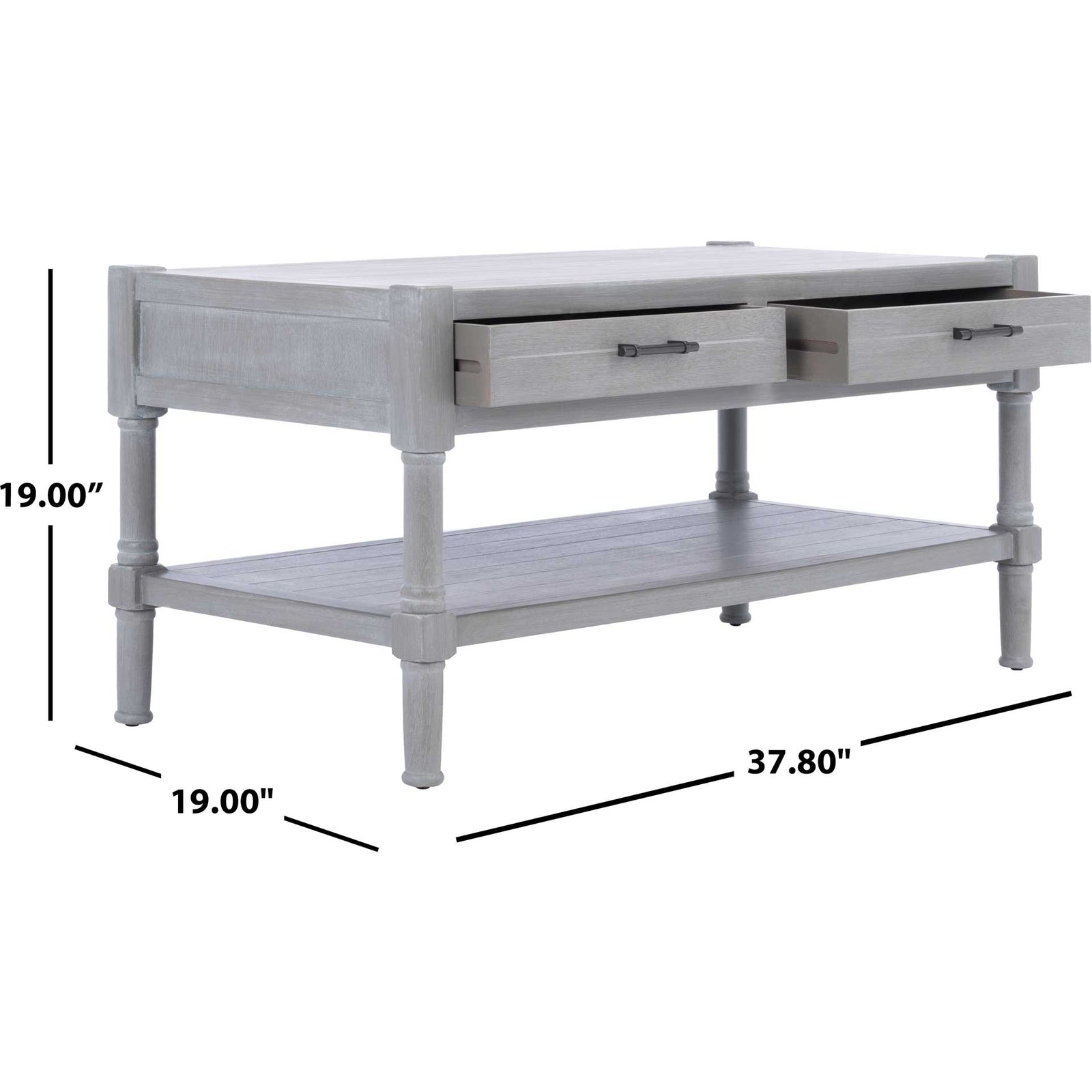 Fidelma 2 Drawer Coffee Table White Washed Gray