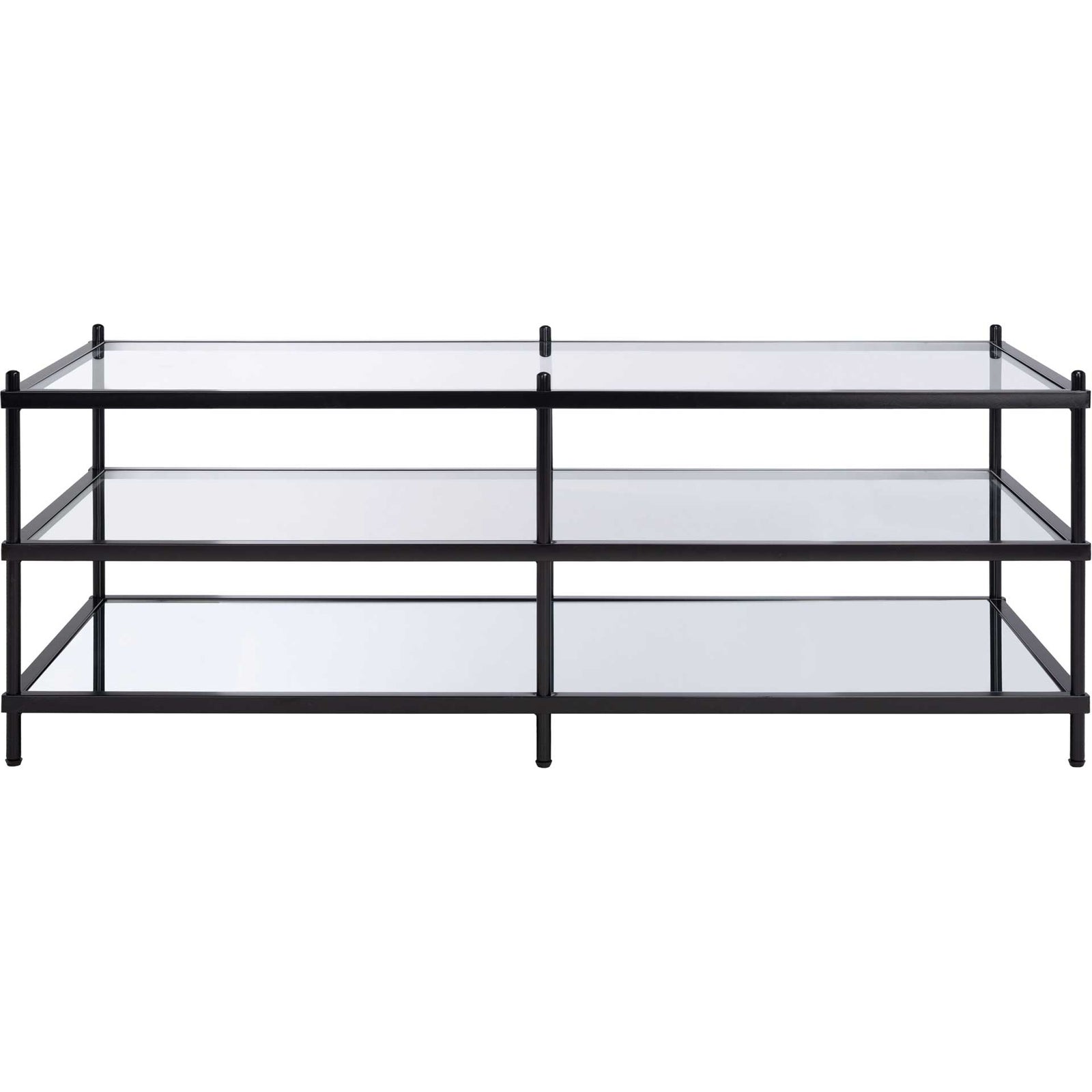 Calla Glass/Mirror Coffee Table Matte Black/Glass/Mirror