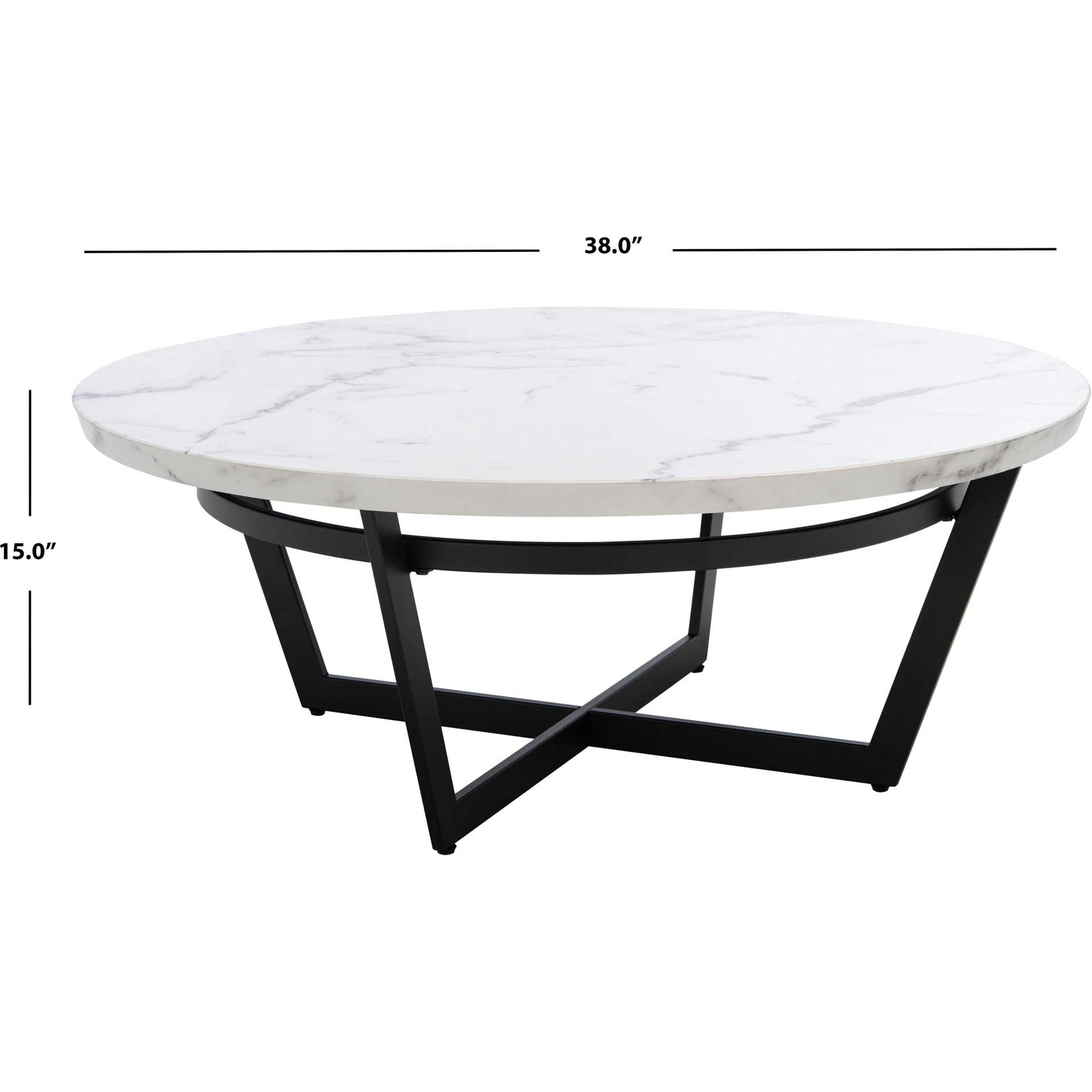 Pluto Round Coffee Table White Marble/Black