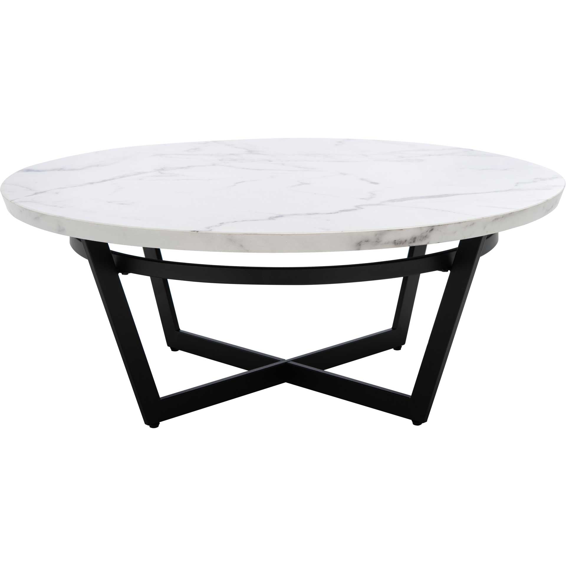 Pluto Round Coffee Table White Marble/Black