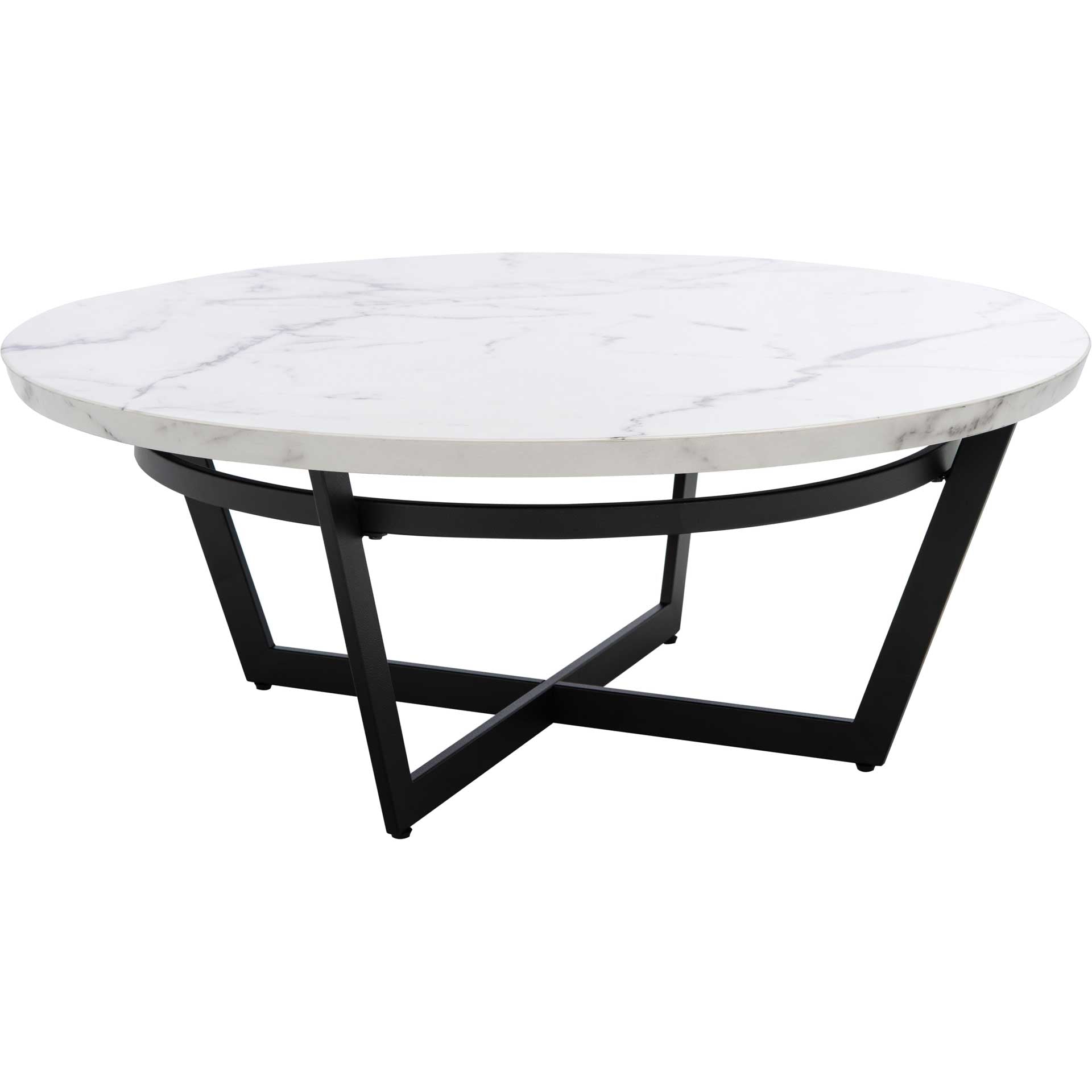 Pluto Round Coffee Table White Marble/Black