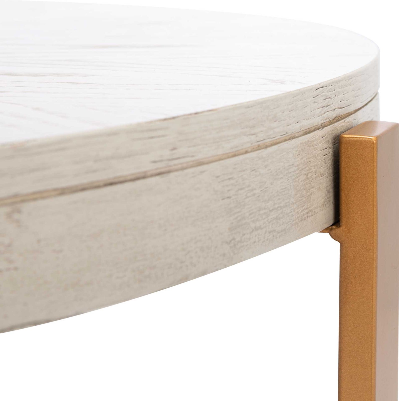 Namiko Round Coffee Table White Wash/Gold