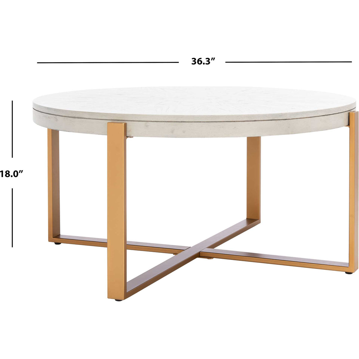 Namiko Round Coffee Table White Wash/Gold