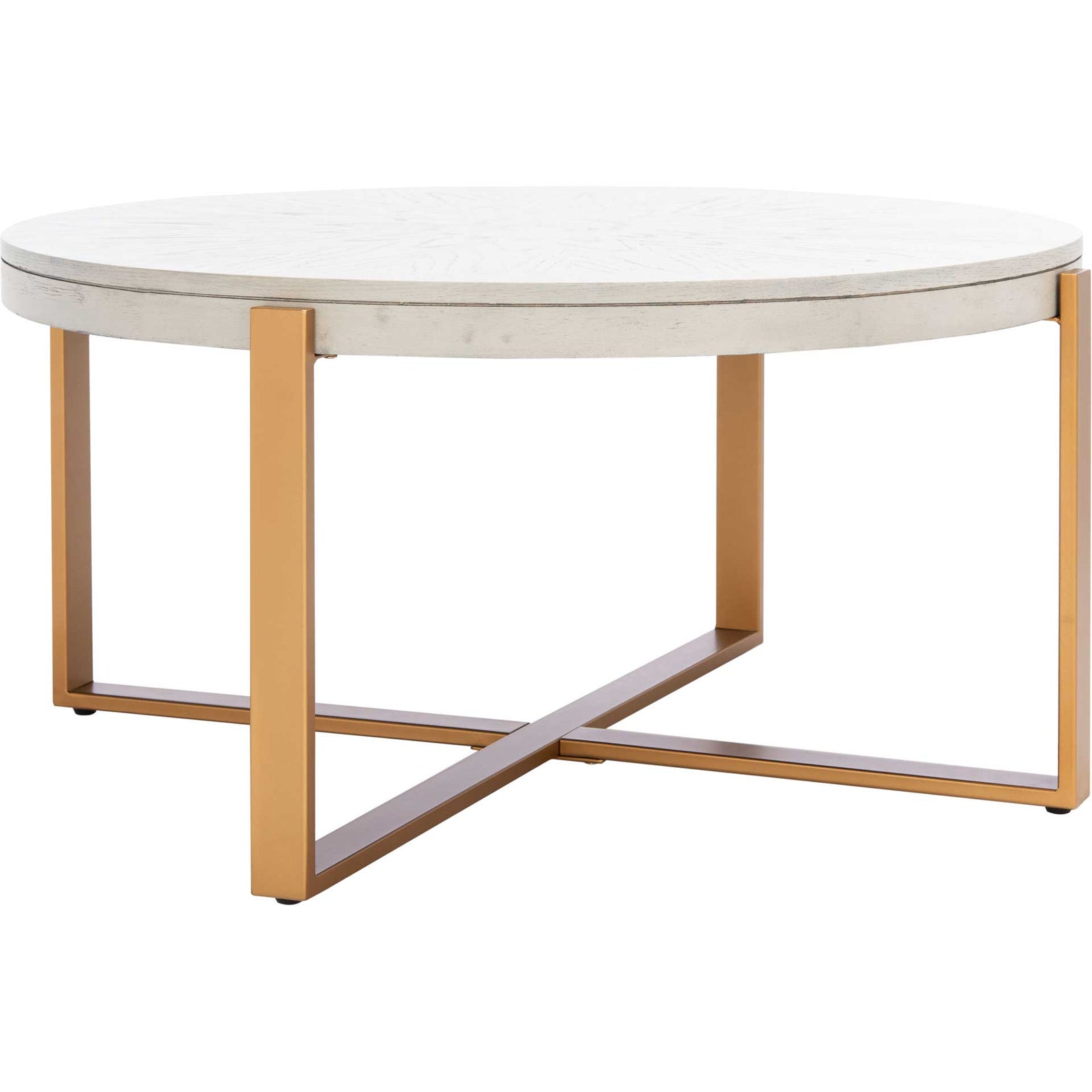 Namiko Round Coffee Table White Wash/Gold