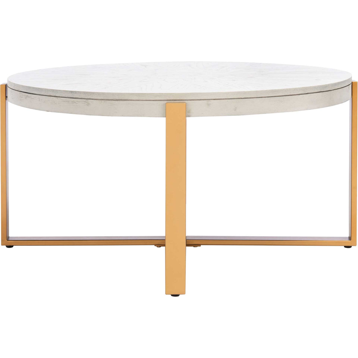 Namiko Round Coffee Table White Wash/Gold