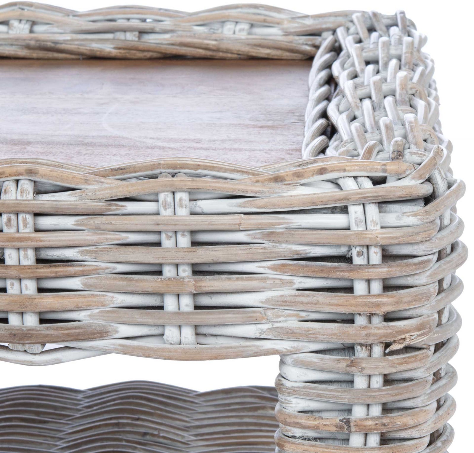 Sabine Rattan Coffee Table Gray White Wash/Natural