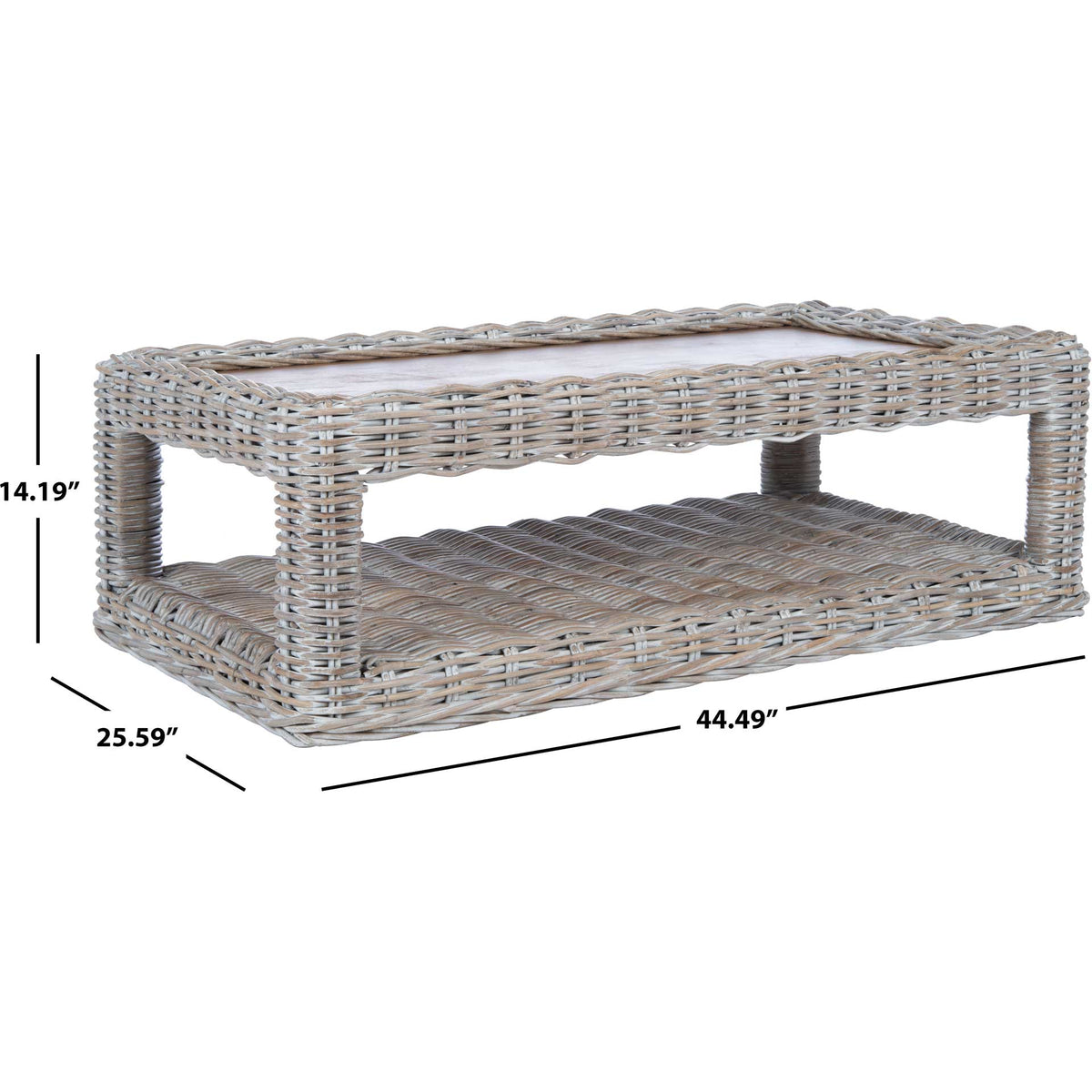 Sabine Rattan Coffee Table Gray White Wash/Natural