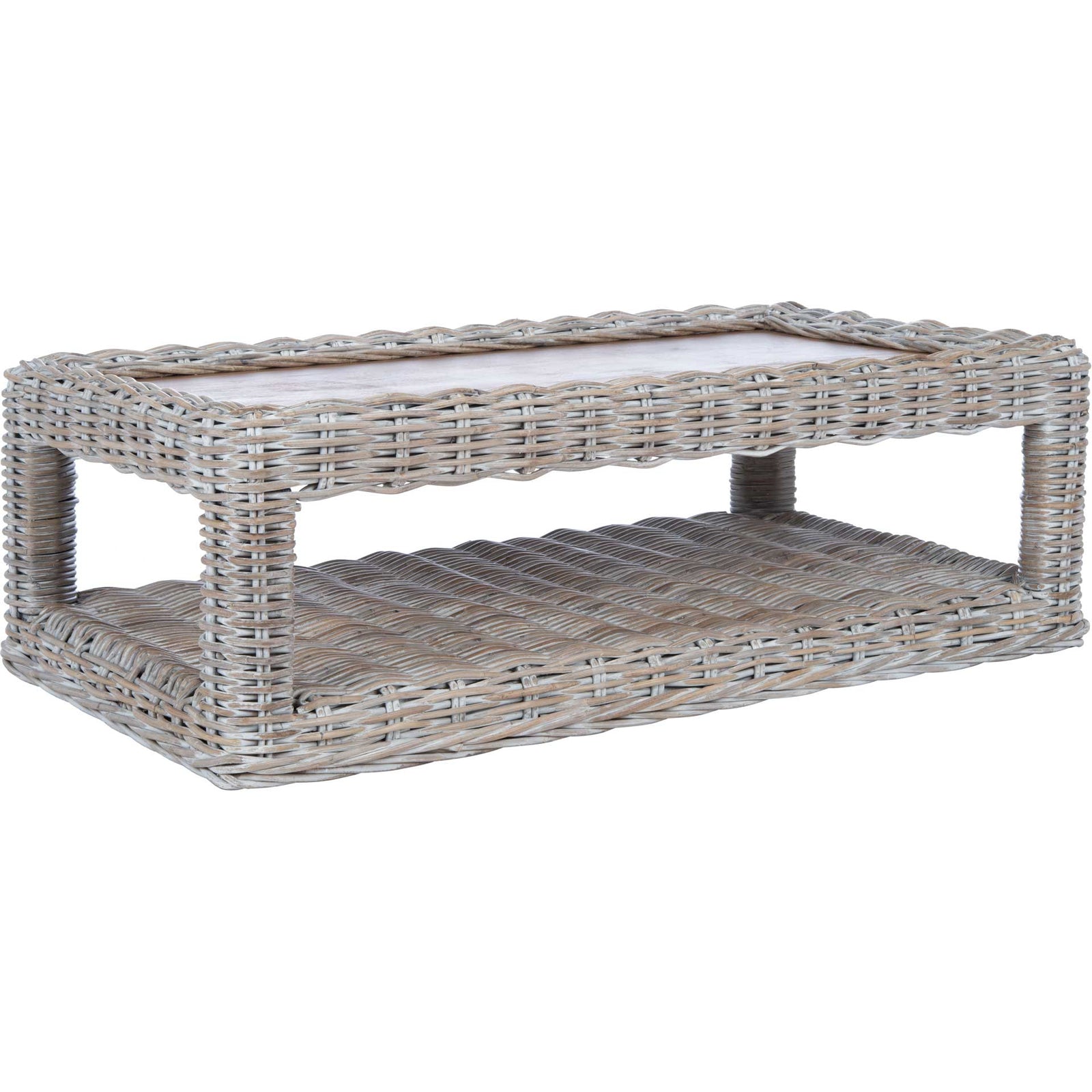 Sabine Rattan Coffee Table Gray White Wash/Natural