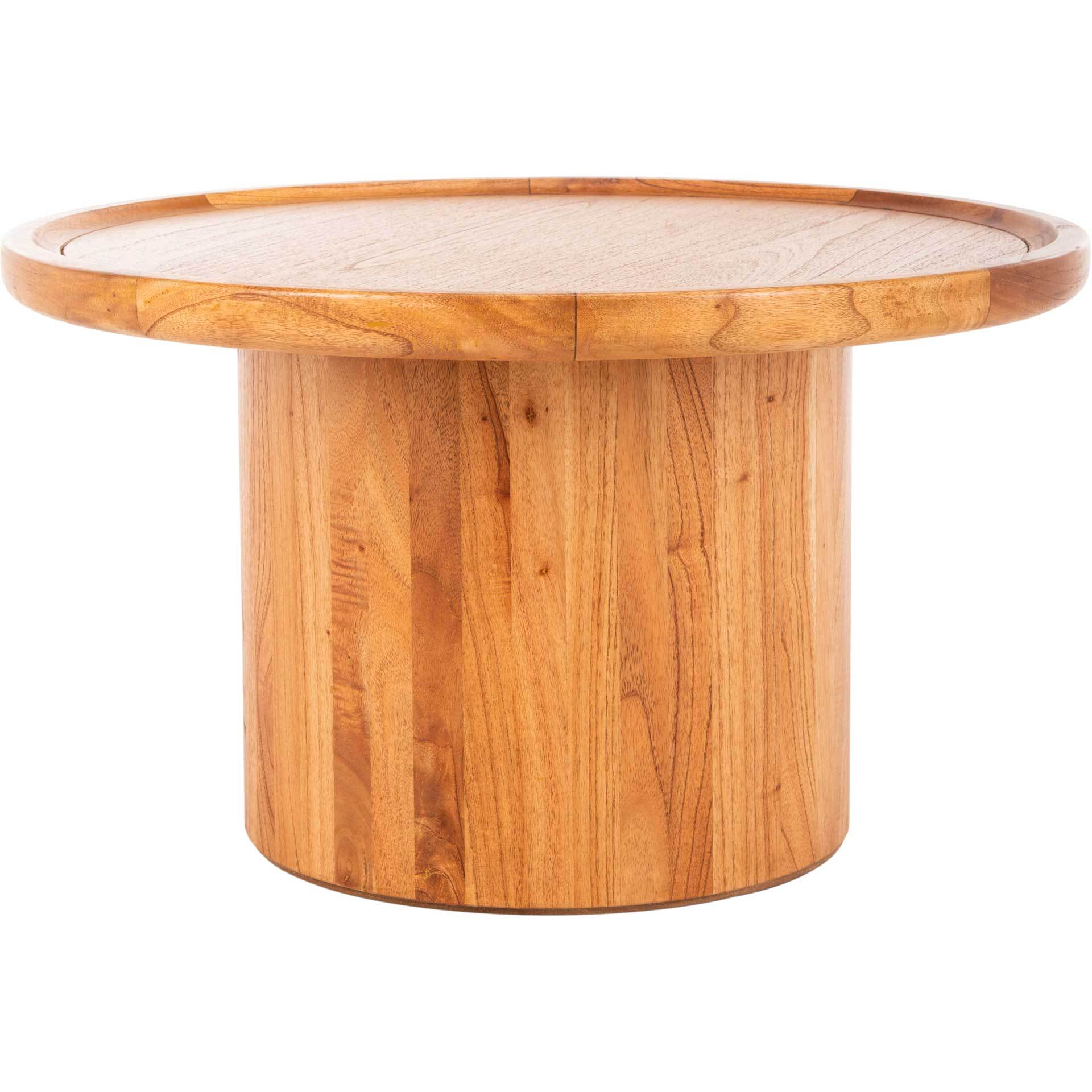 Denver Pedestal Coffee Table Natural Brown