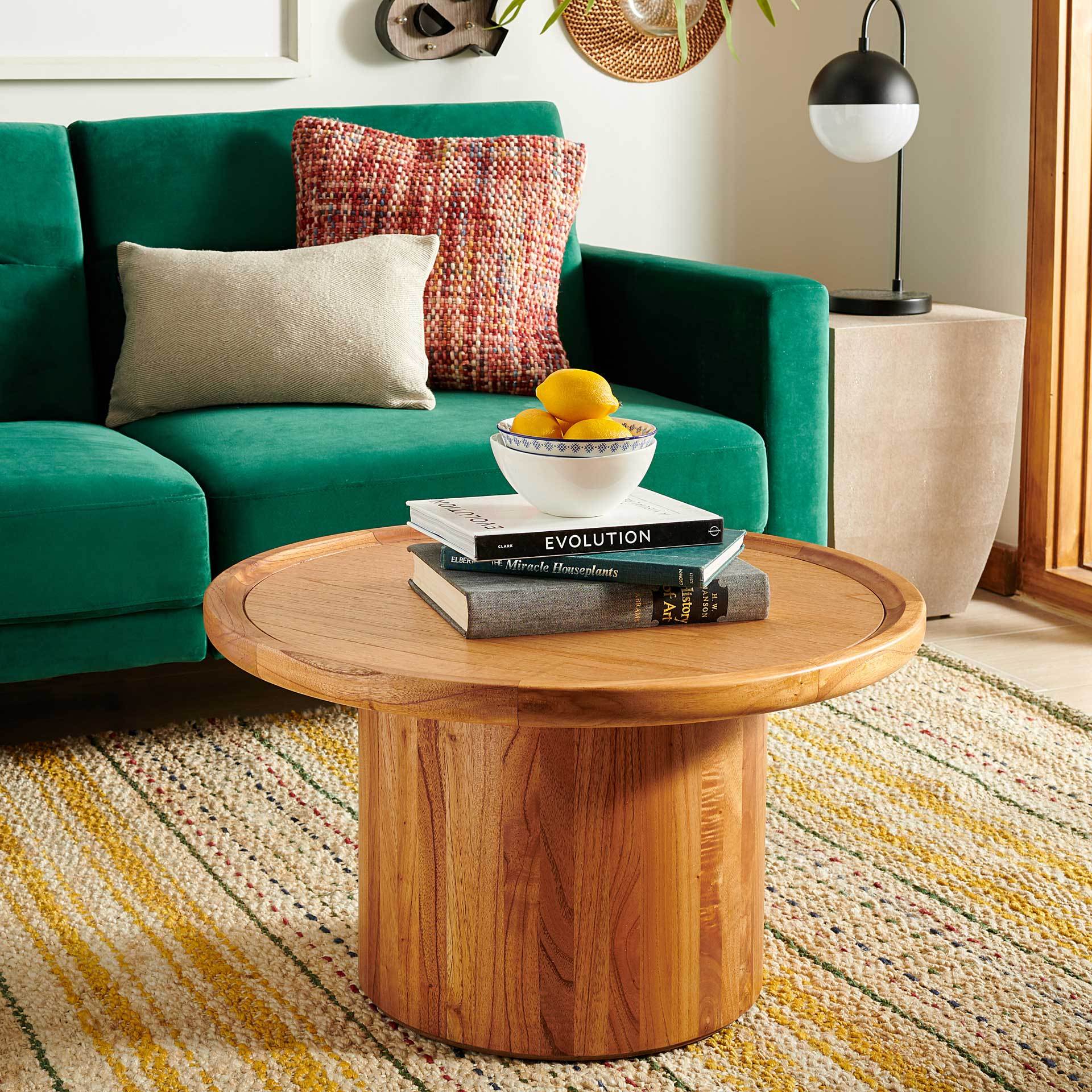 Denver Pedestal Coffee Table Natural Brown