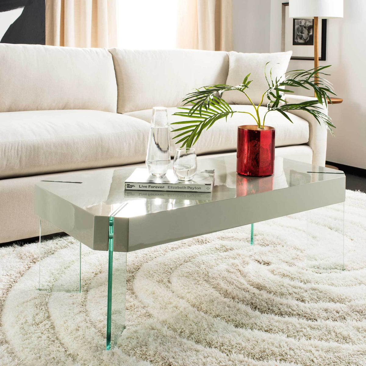 Kasen Glass Leg Coffee Table