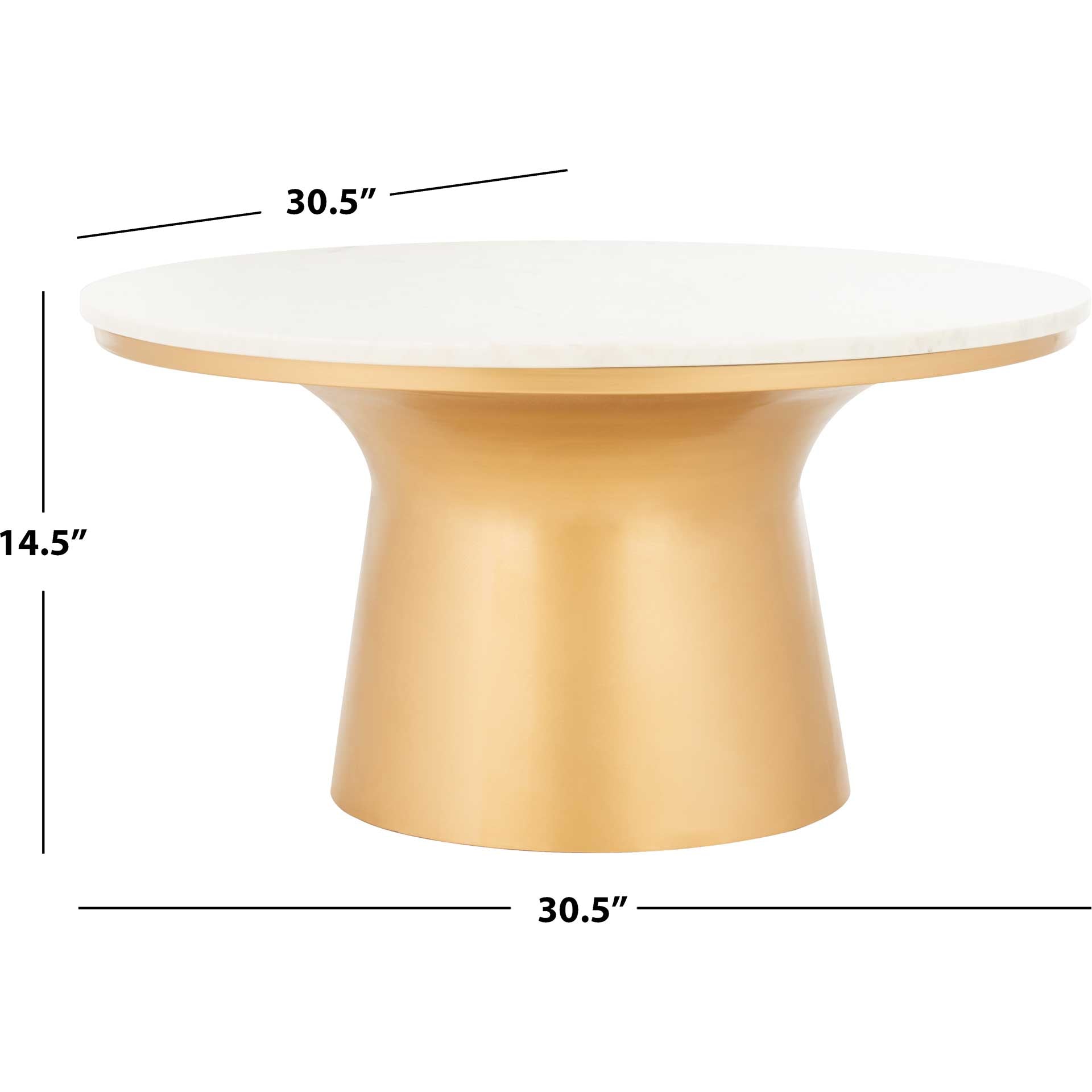 Michael Pedestal Coffee Table White/Brass