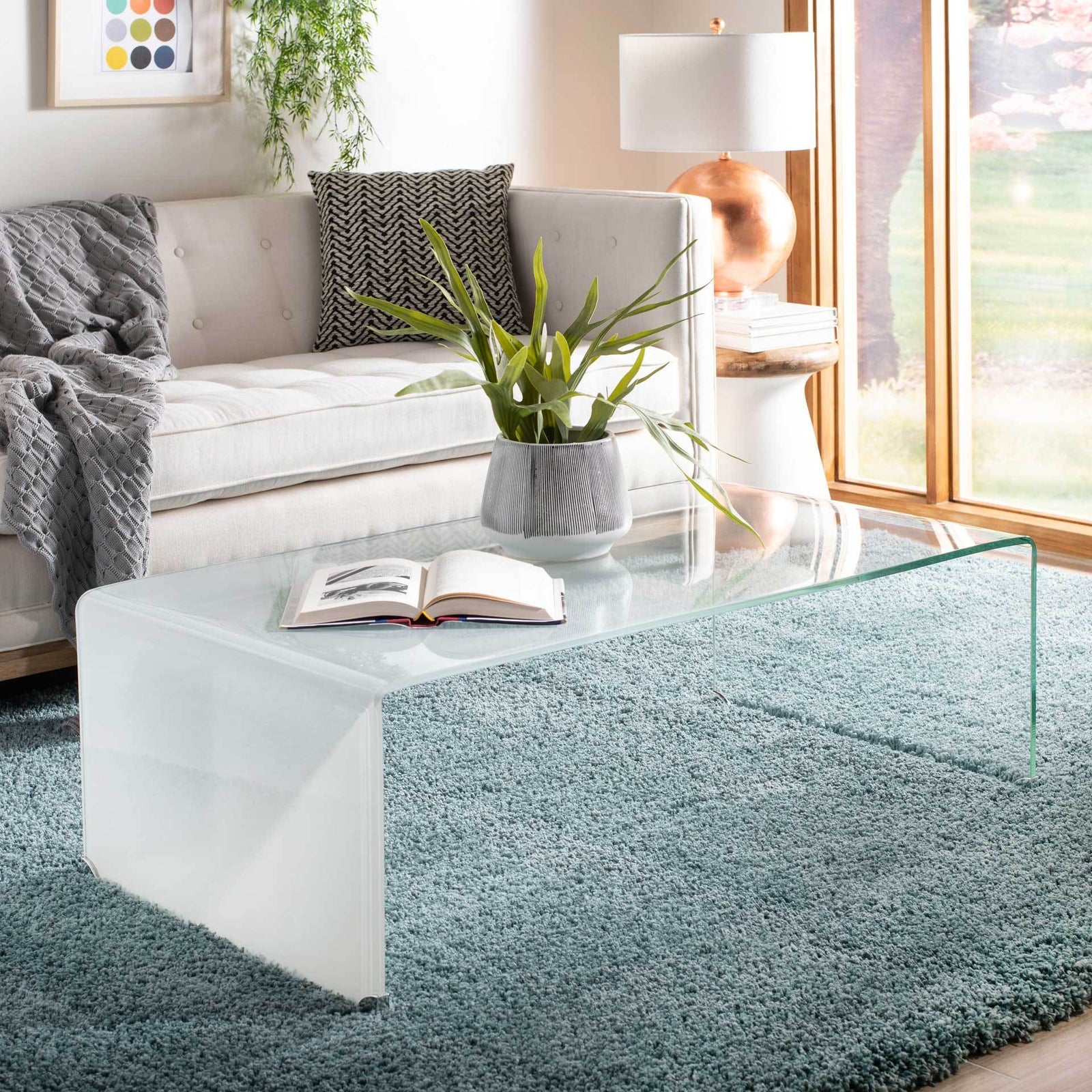 Cristopher Ombre Glass Coffee Table Clear/White
