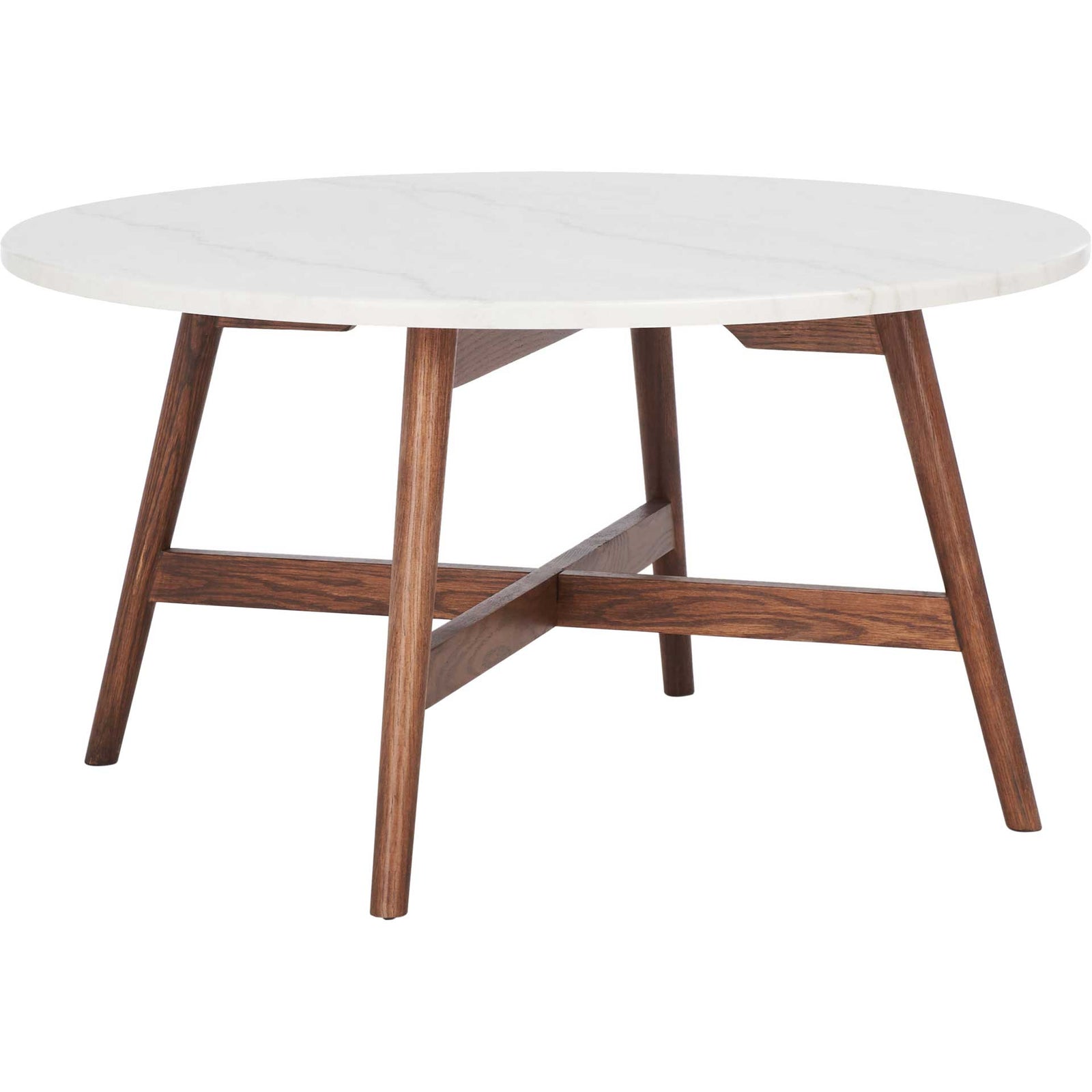 Malia Round Marble Coffee Table Marble/Walnut