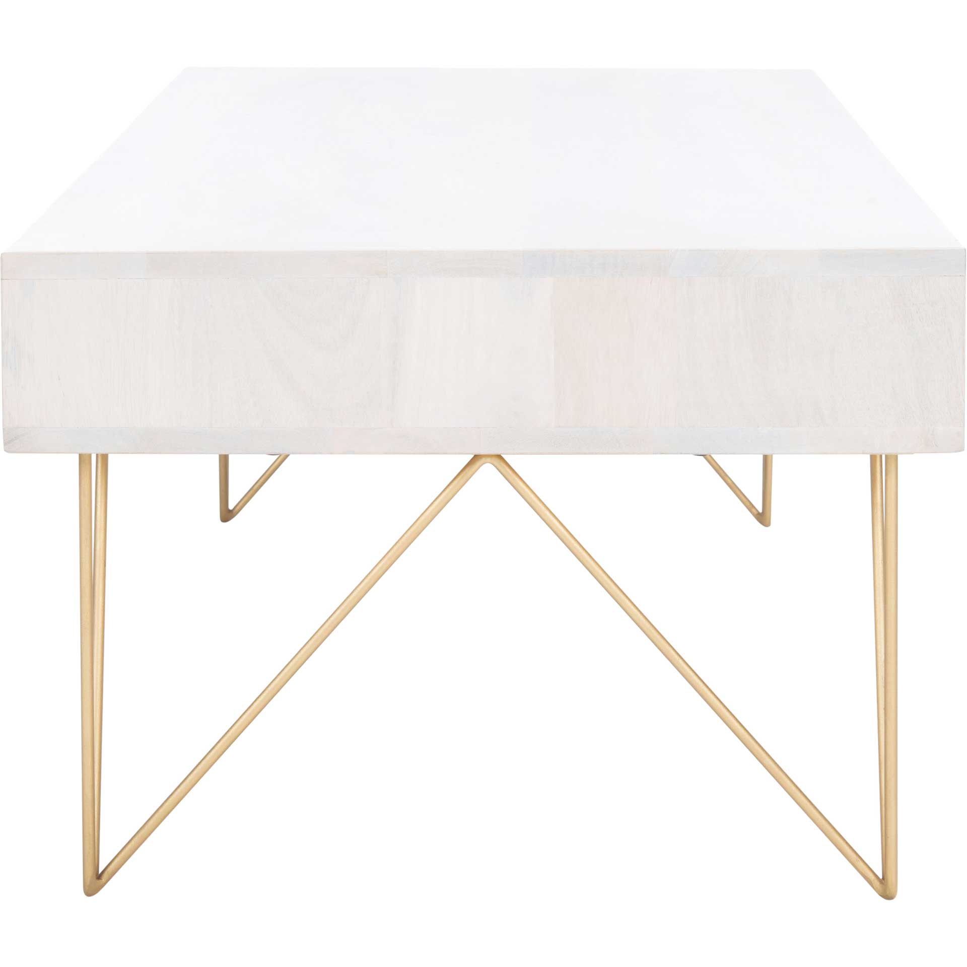 Macey Coffee Table White Wash/Brass