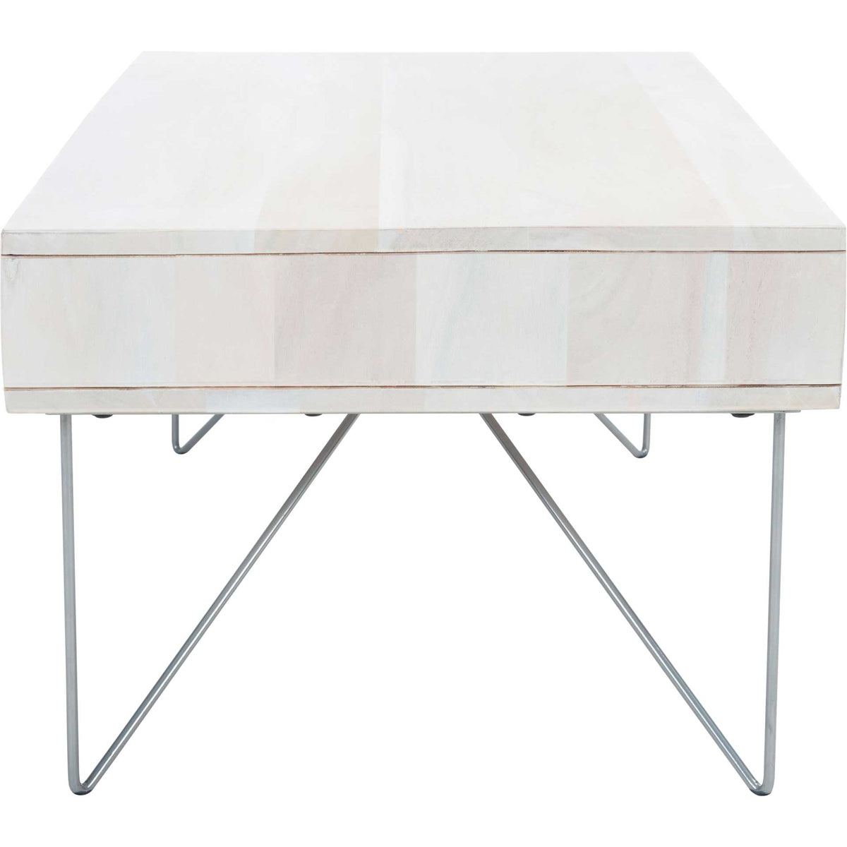 Ray Coffee Table White Wash/Silver