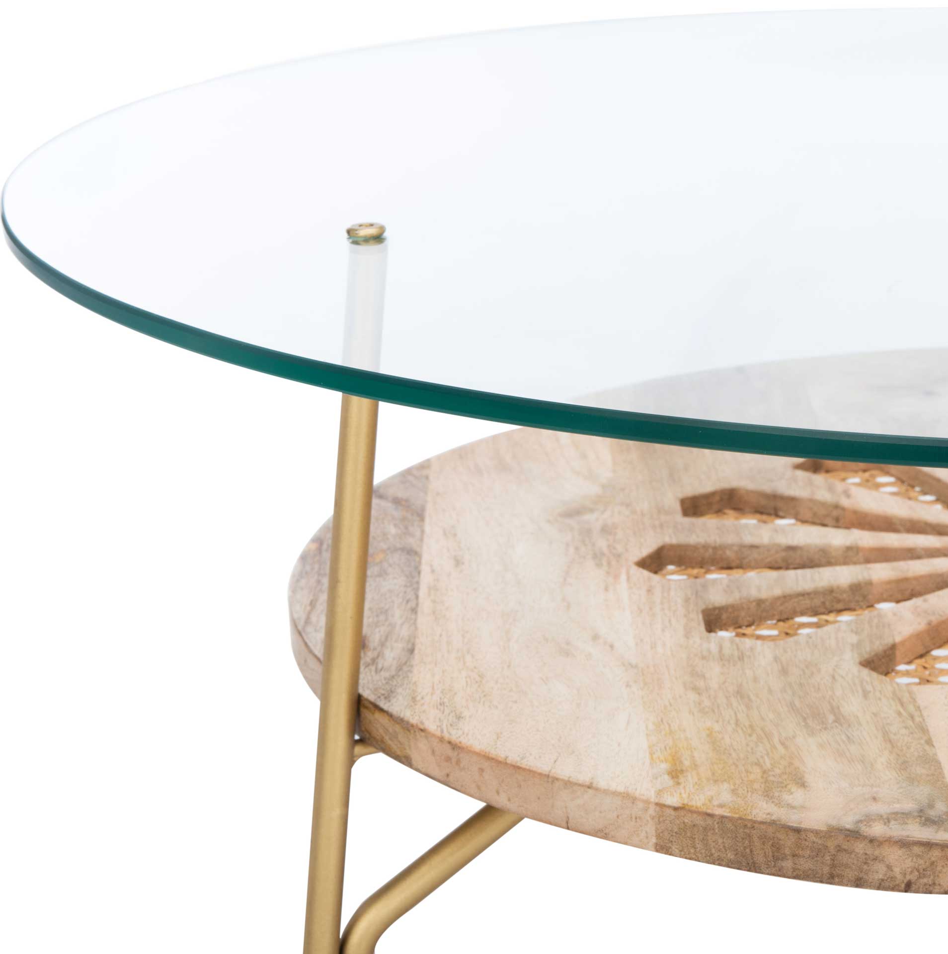 Flannery Round Coffee Table Natural/Brass