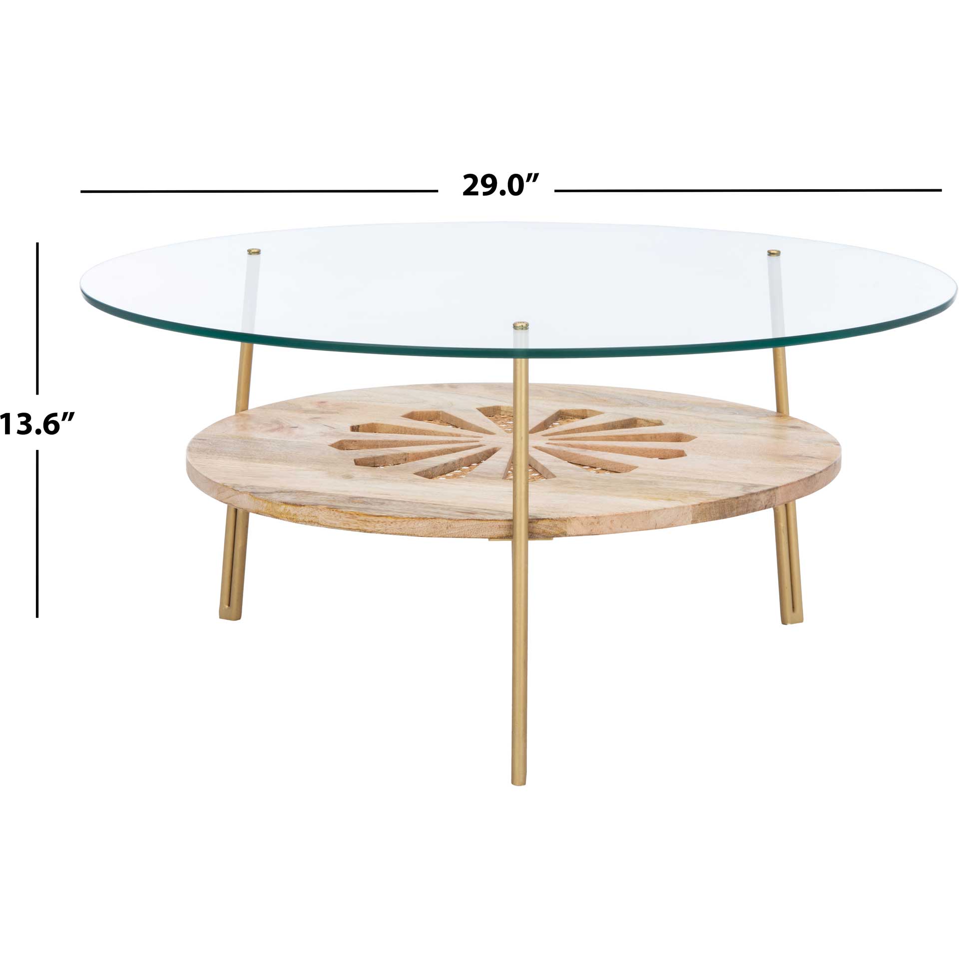 Flannery Round Coffee Table Natural/Brass