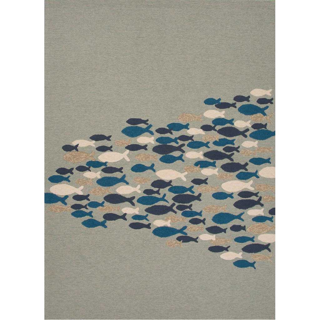 Coastal Lagoon Go Fish Cameo Green/Orion Blue Area Rug