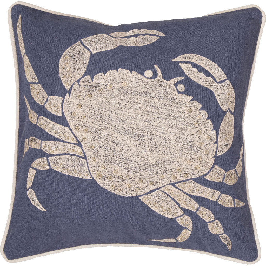 Coastal Retreat Cr01 Moonlight Blue/White Asparagus Pillow