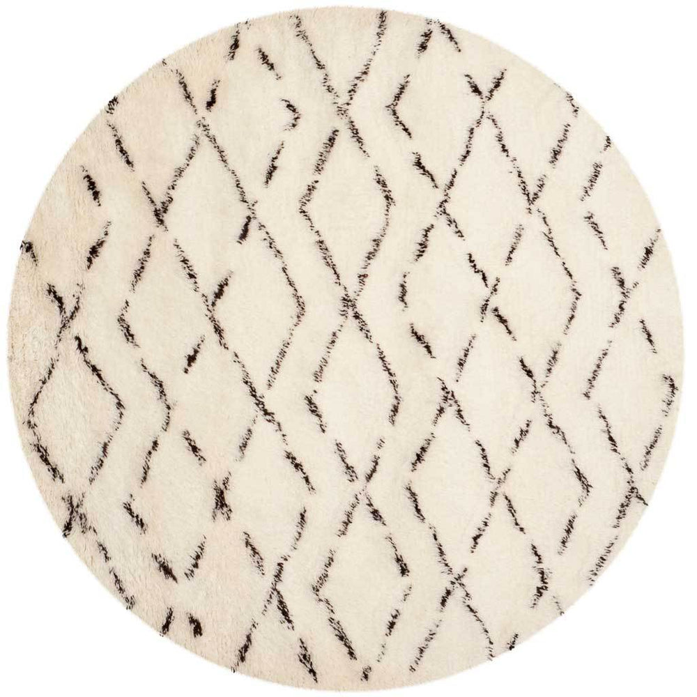 Casablanca Geometry Ivory/Brown Round Rug - Froy.com