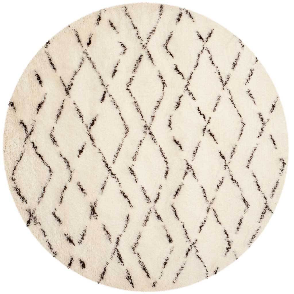 Casablanca Geometry Ivory/Brown Round Rug - Froy.com