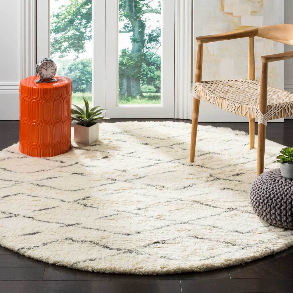 Casablanca Geometry Ivory/Gray Round Rug - Froy.com