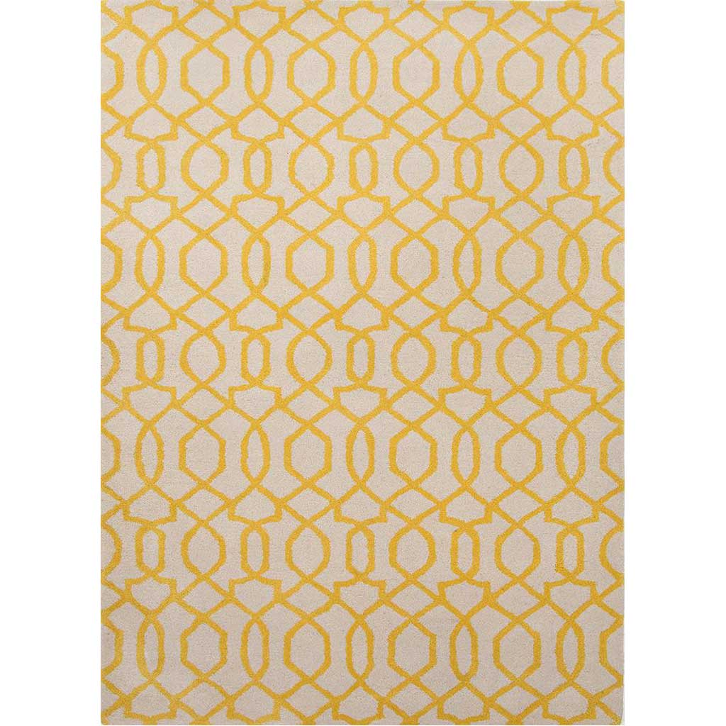 City Sonia White/Bright Yellow Area Rug