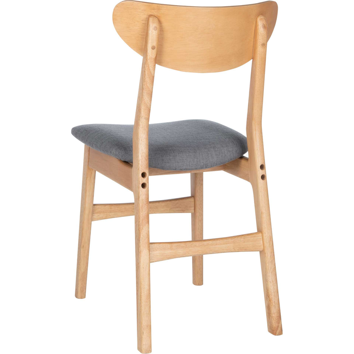Tapered natural wood legs and a gray fabric seat create an airy dining chair