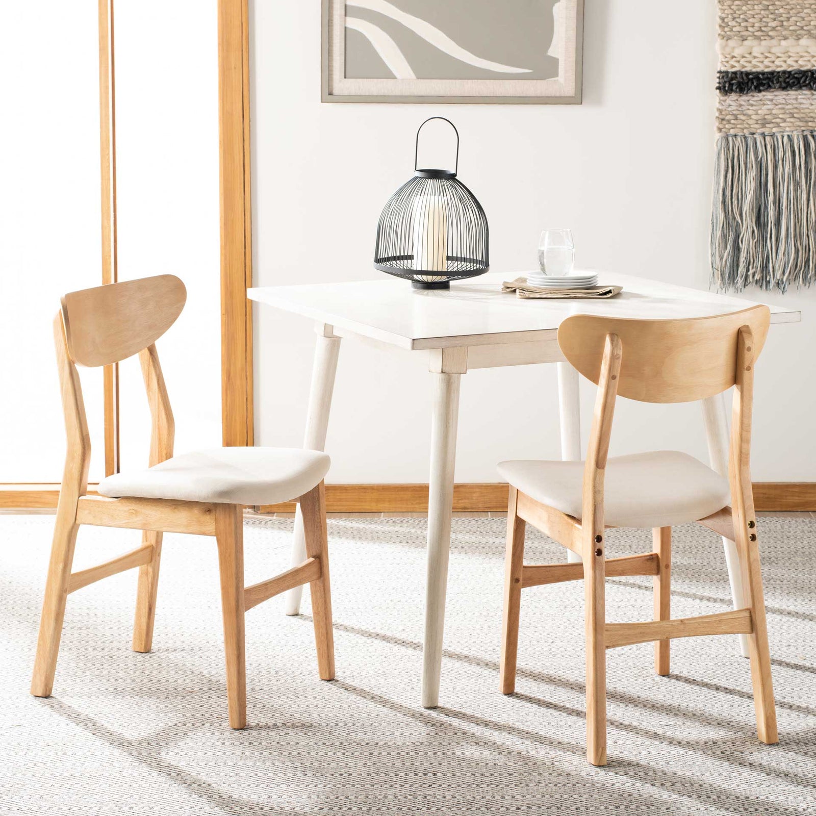 Lucas Retro Dining Chair Natural/White (Set of 2)