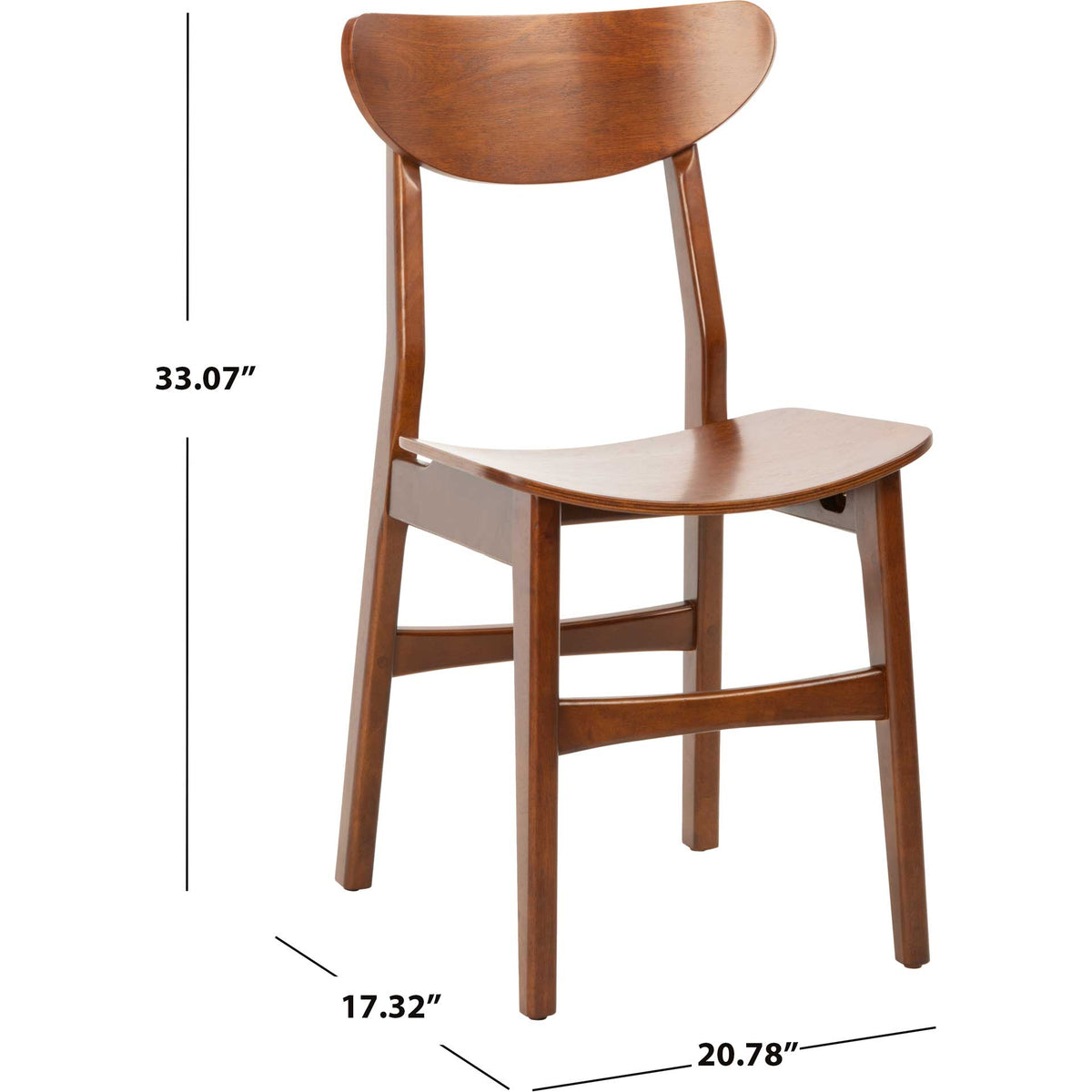 Walnut-finished chair measures 17.32 inches wide, 20.78 inches deep, and 33.07 inches tall