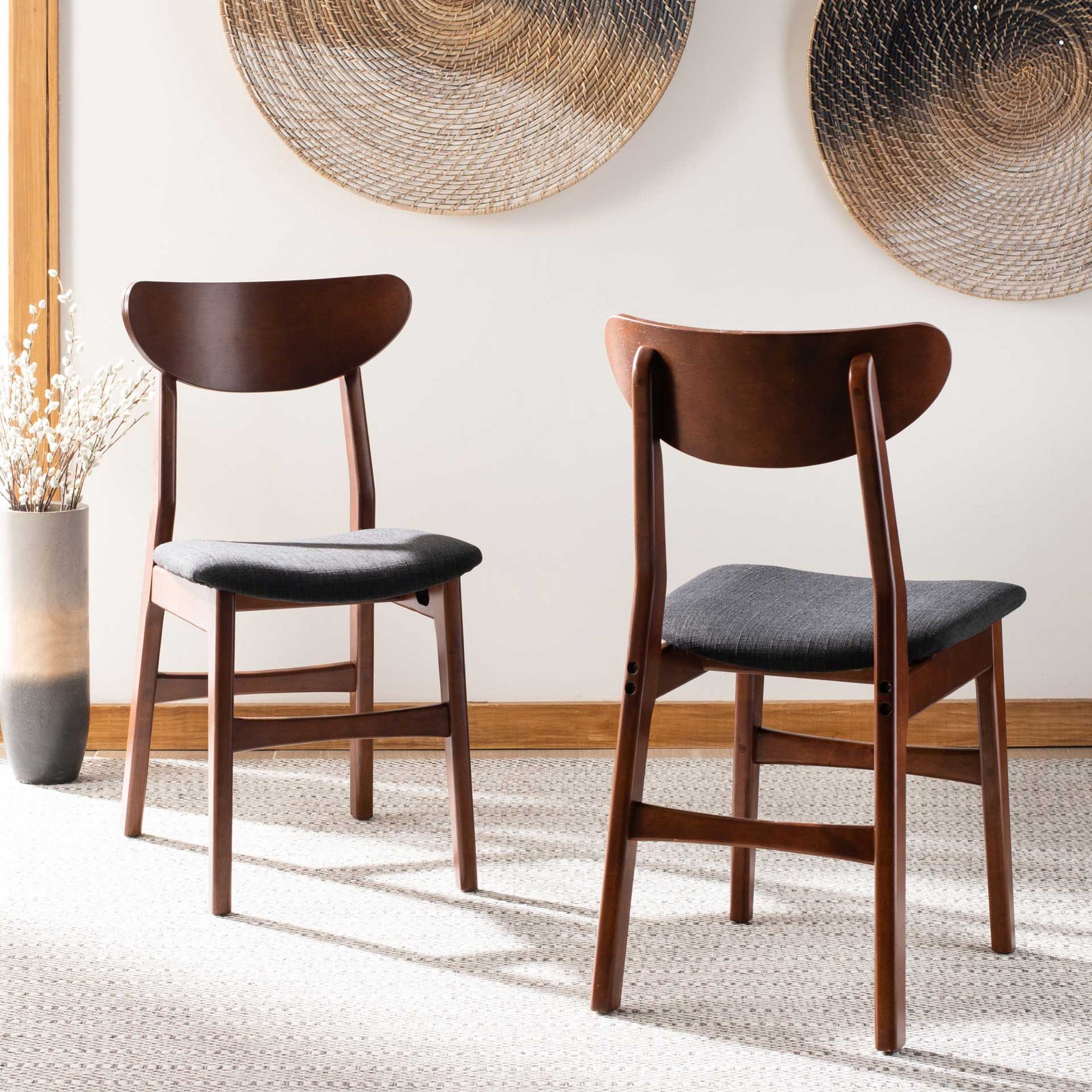 Lucas Retro Dining Chair Cherry/Black (Set of 2)