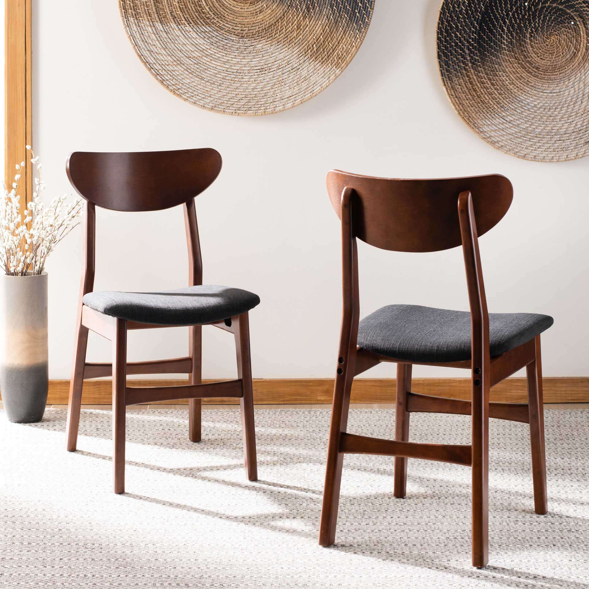 Lucas Retro Dining Chair Cherry/Black (Set of 2)