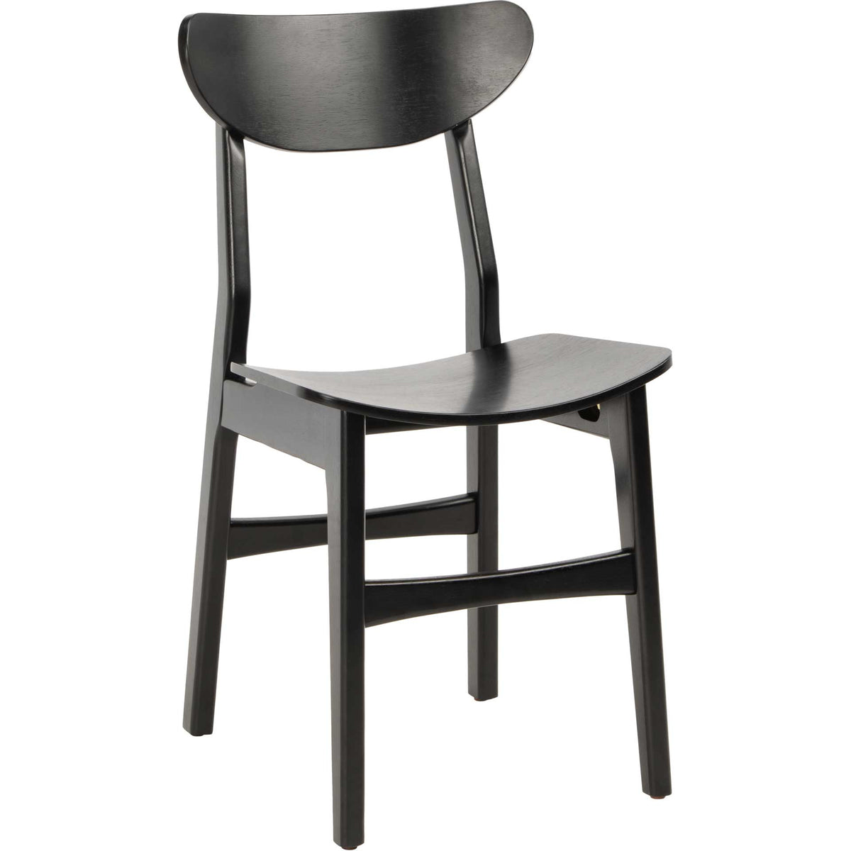 Sleek black wood dining chair pairs a rounded backrest with a subtly curved seat || DCH1001G-SET2 || front_angle_studio
