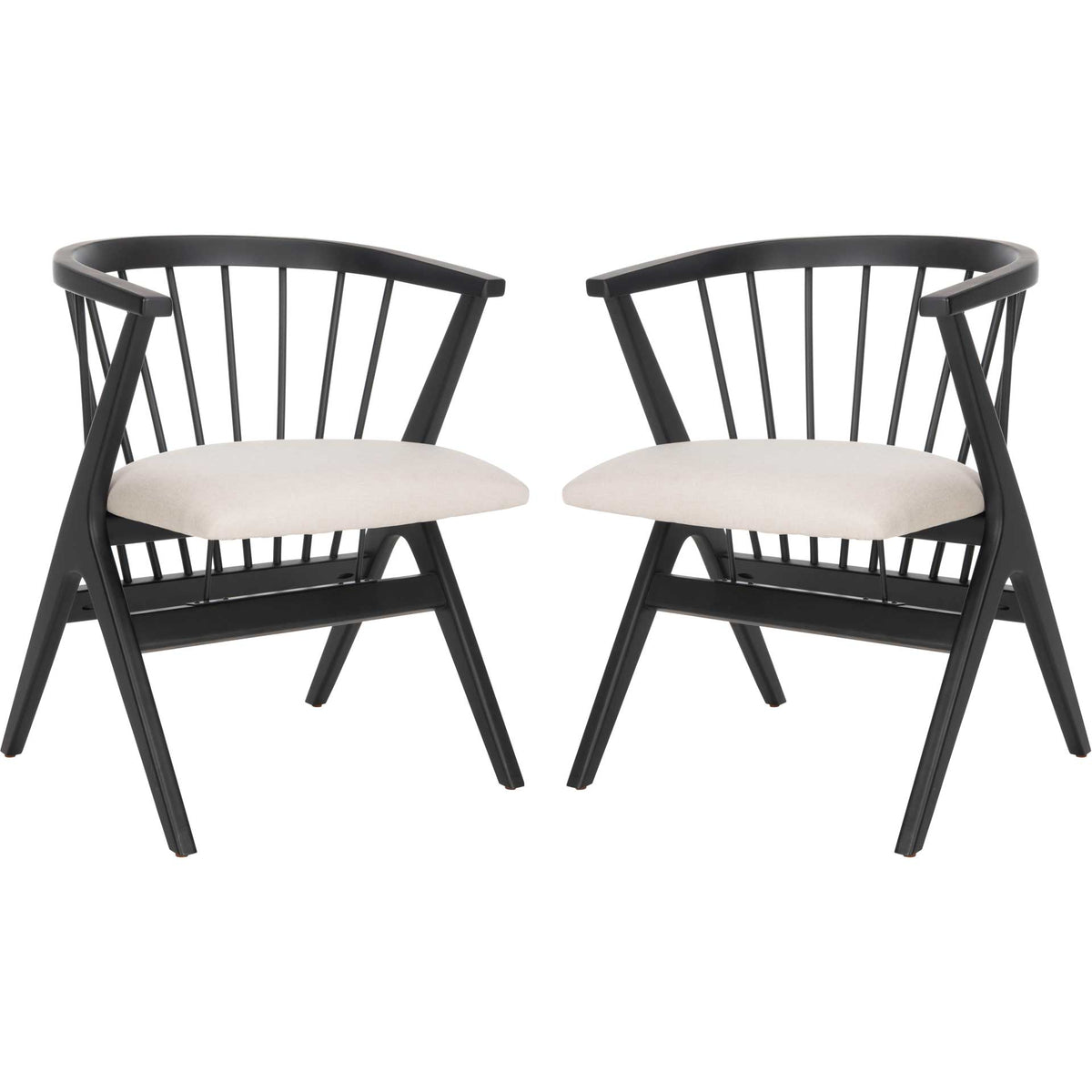 Nolte Spindle Dining Chair Black/Beige (Set of 2)