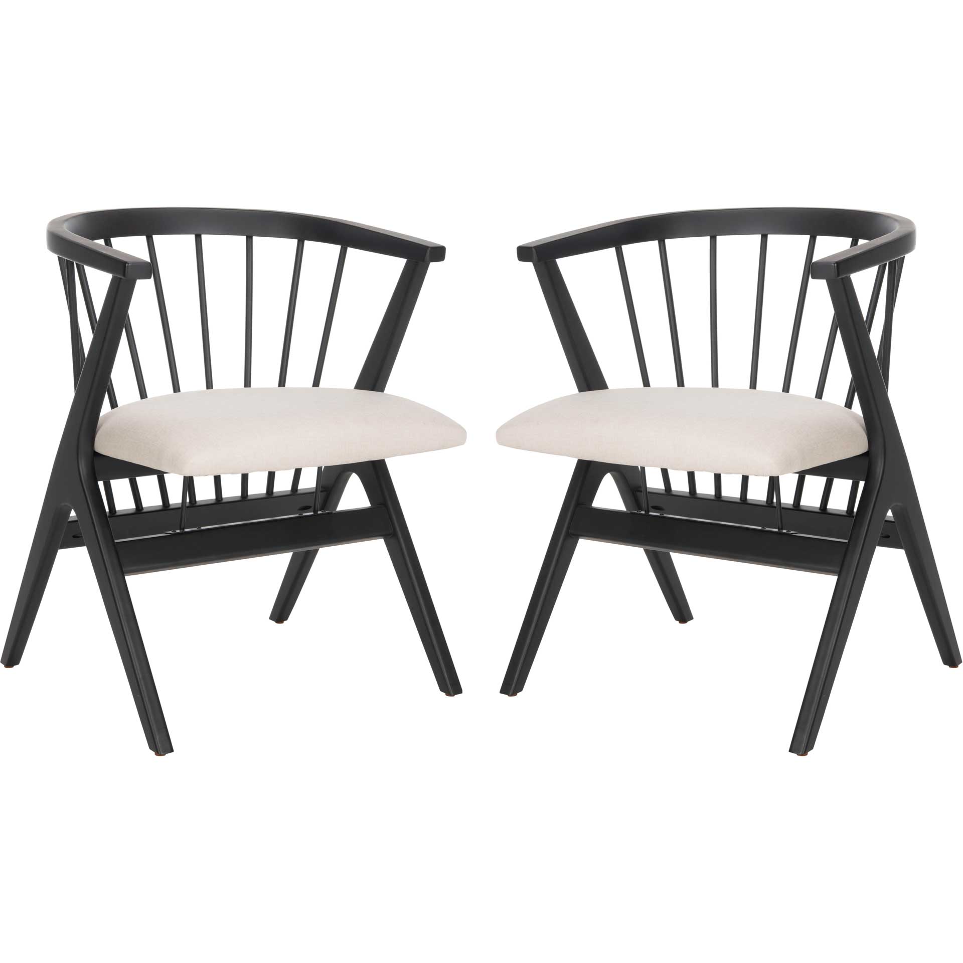 Nolte Spindle Dining Chair Black/Beige (Set of 2)
