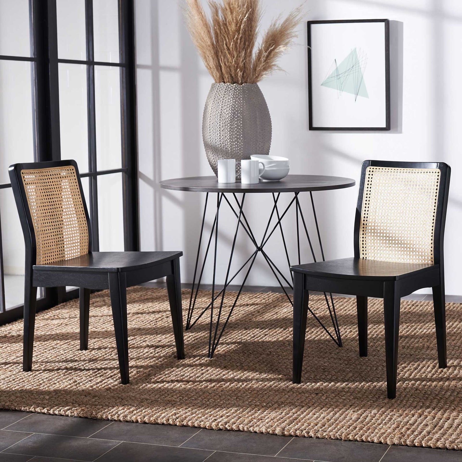 Belomy Rattan Dining Chair Black/Natural (Set of 2)